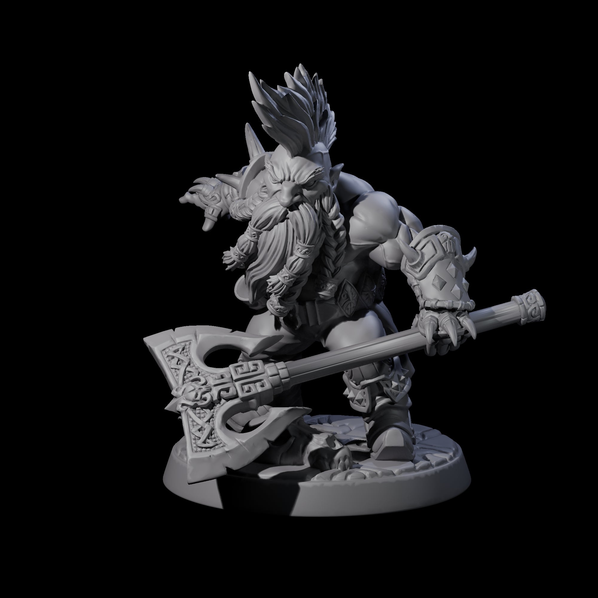 Raging Berserker Dwarf C Miniature for Dungeons and Dragons, Pathfinder or other TTRPGs