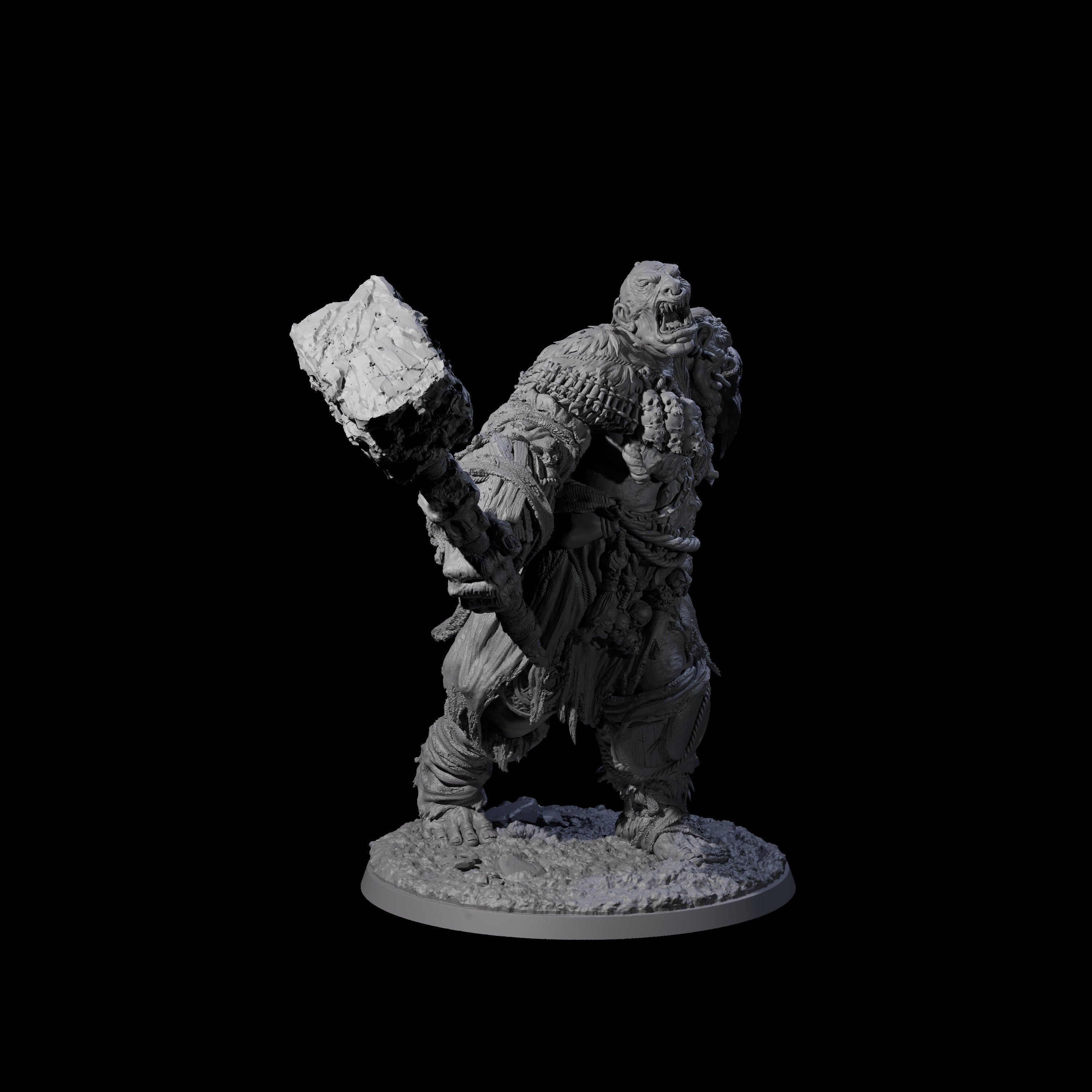 Raging Berserker Ettin Miniature for Dungeons and Dragons, Pathfinder or other TTRPGs
