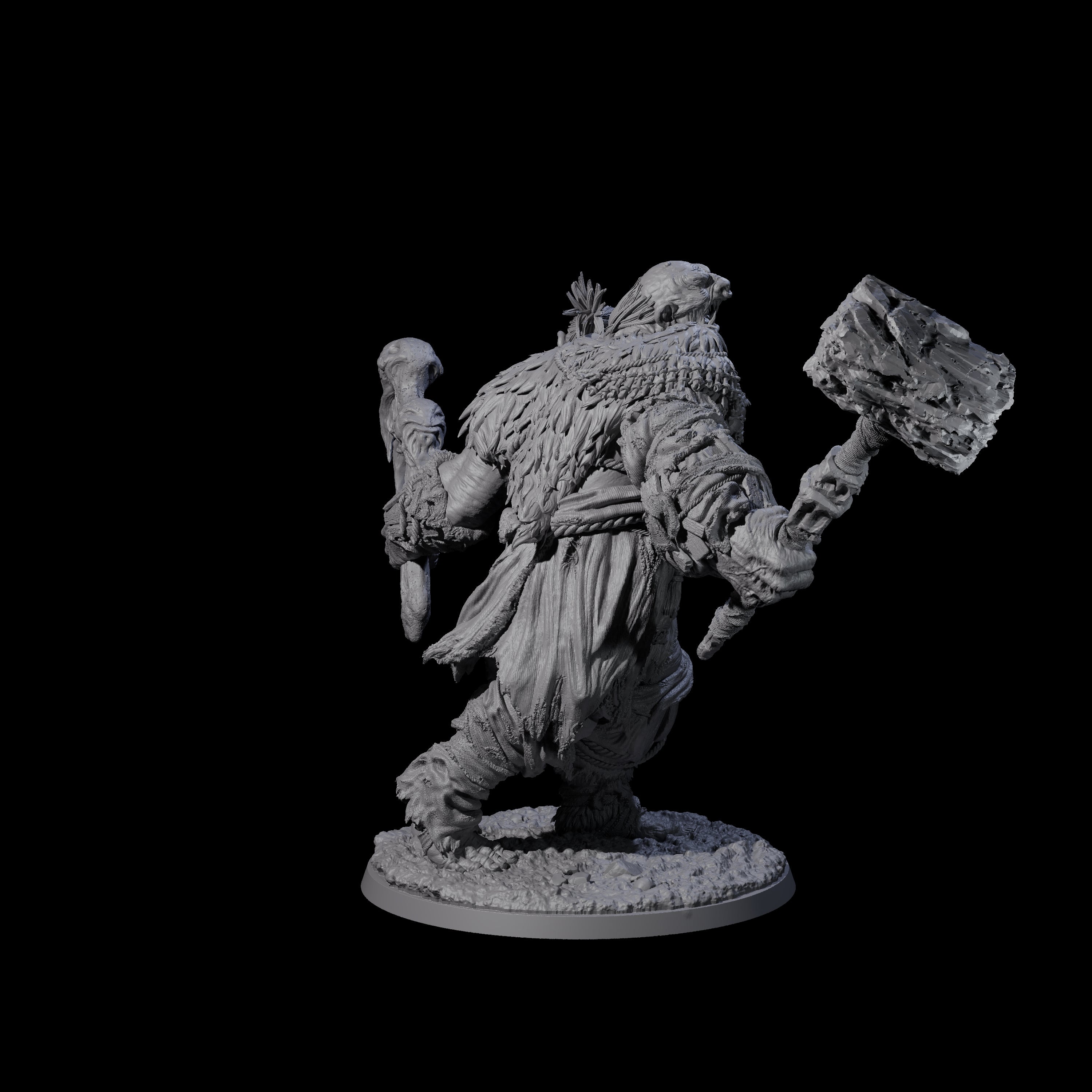 Raging Berserker Ettin Miniature for Dungeons and Dragons, Pathfinder or other TTRPGs