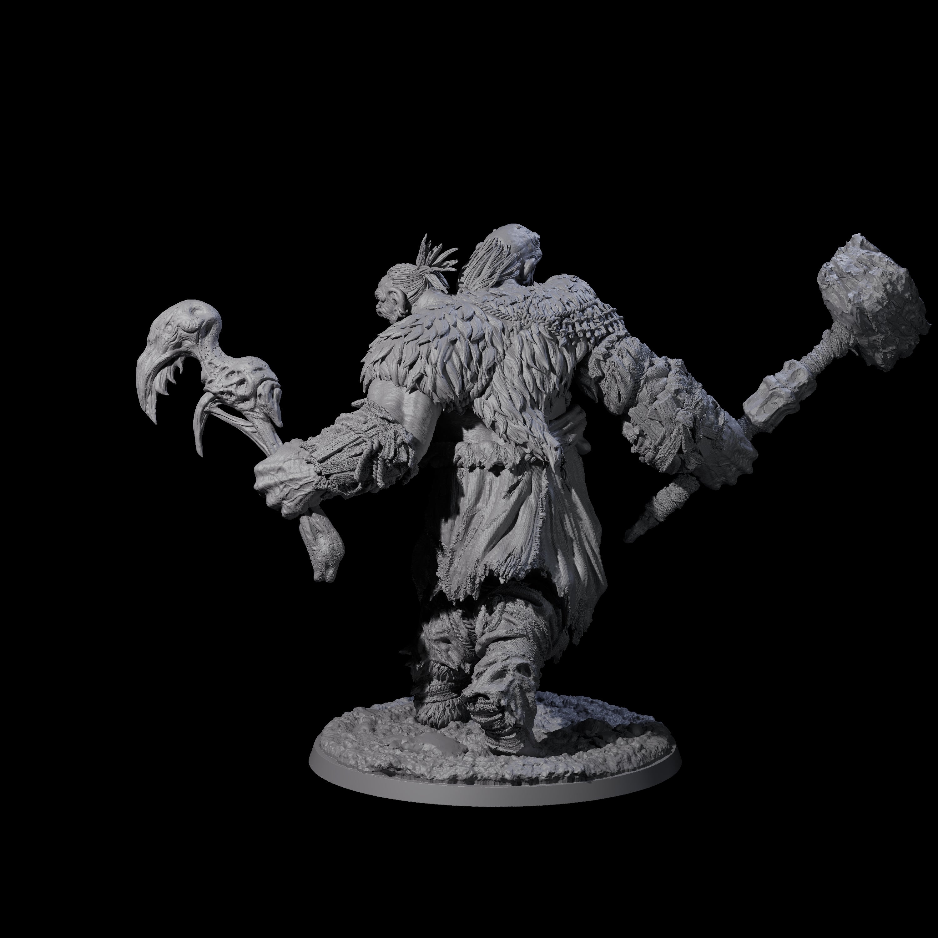 Raging Berserker Ettin Miniature for Dungeons and Dragons, Pathfinder or other TTRPGs