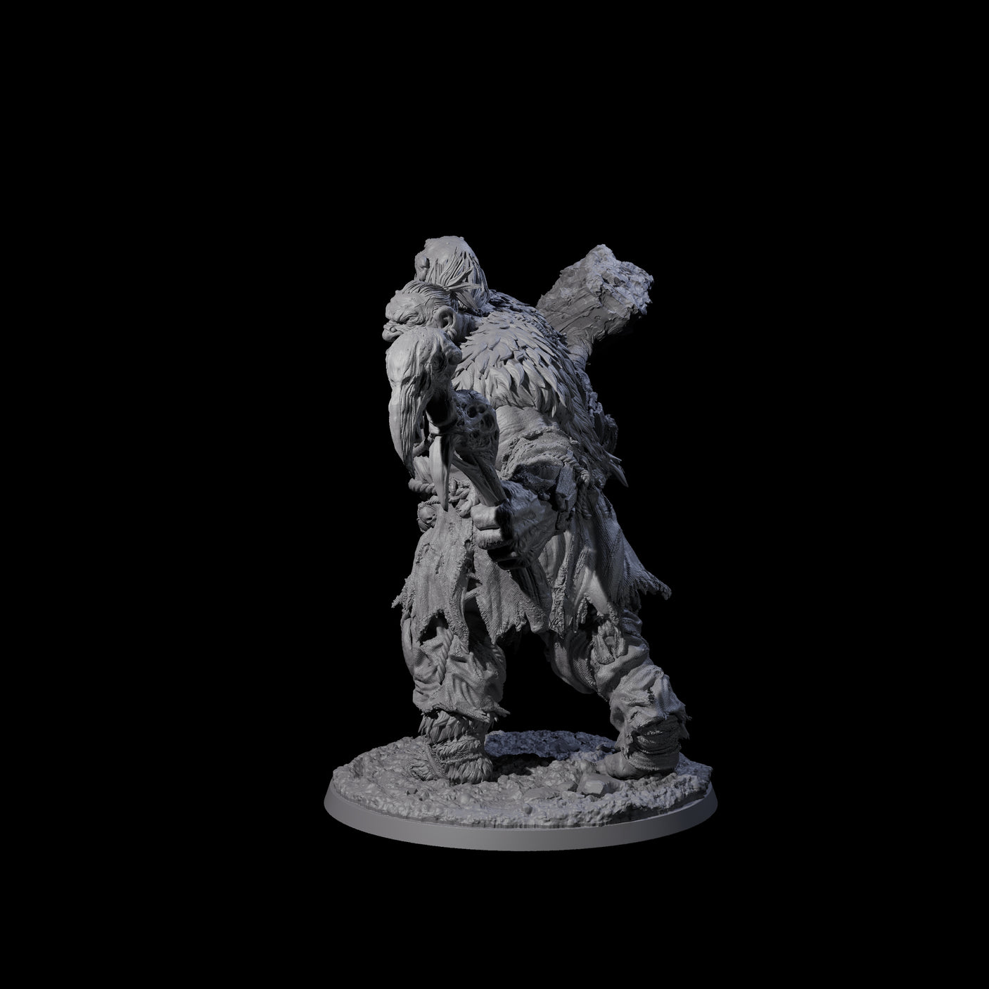 Raging Berserker Ettin Miniature for Dungeons and Dragons, Pathfinder or other TTRPGs