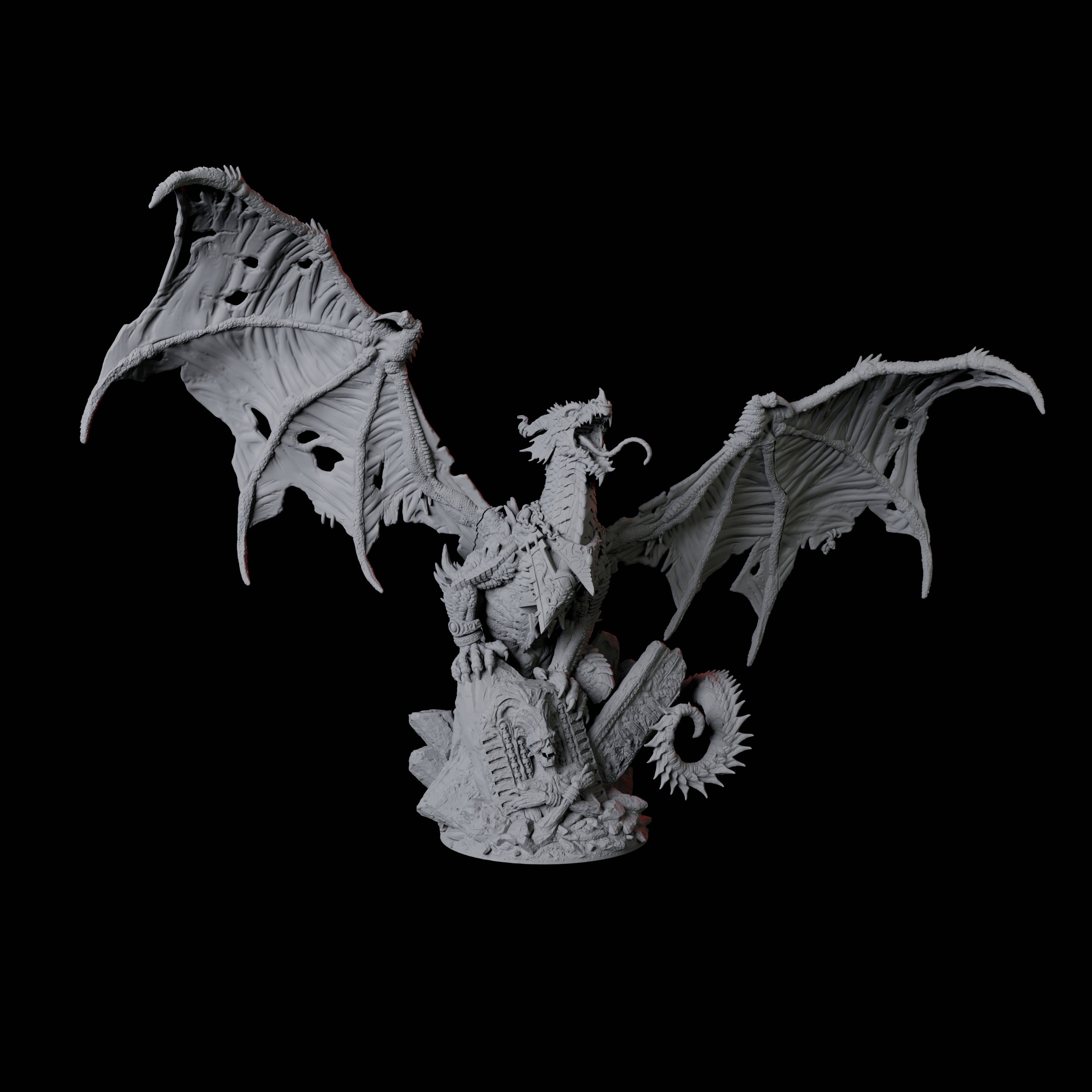 Raging Black Dragon Miniature for Dungeons and Dragons, Pathfinder or other TTRPGs