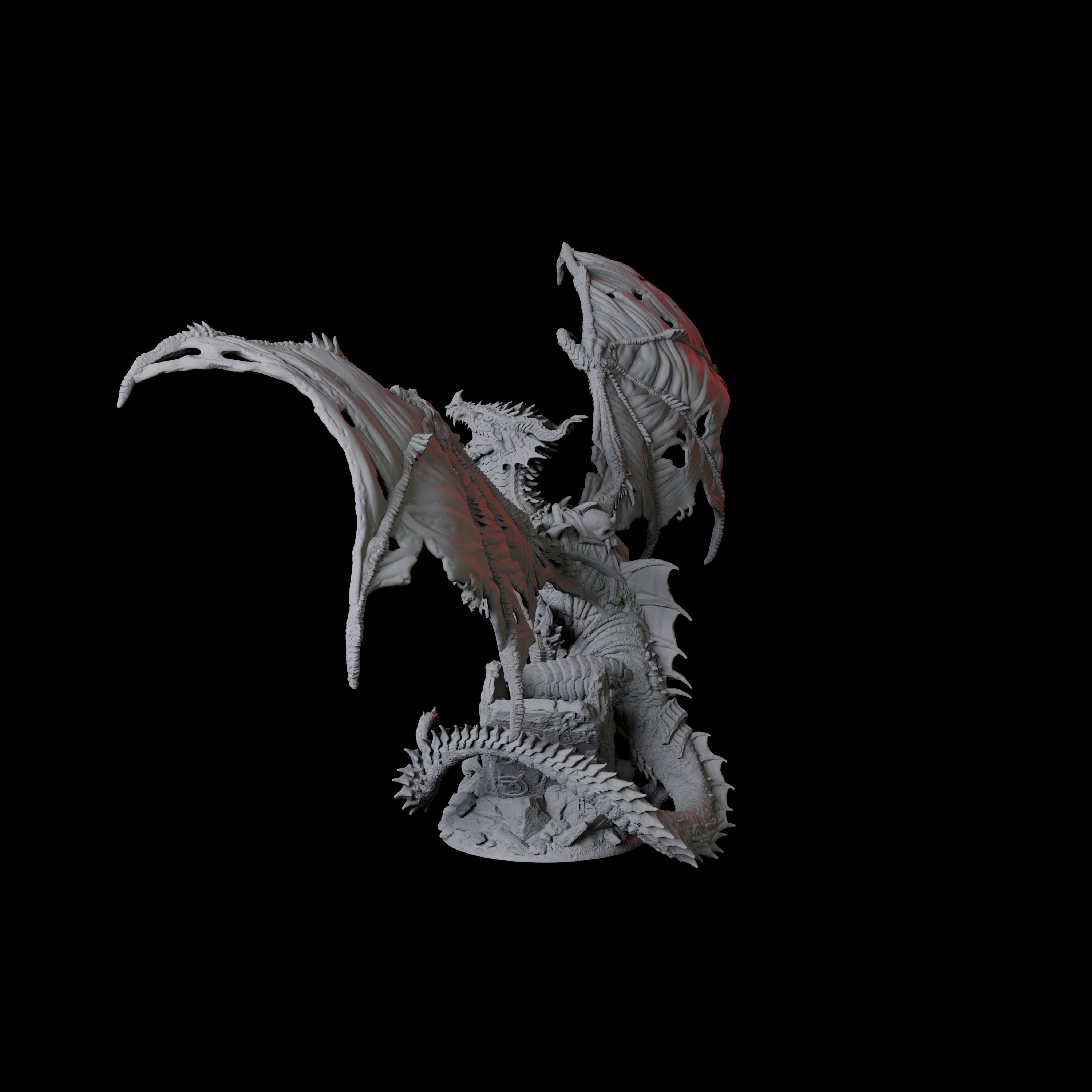 Raging Black Dragon Miniature for Dungeons and Dragons, Pathfinder or other TTRPGs