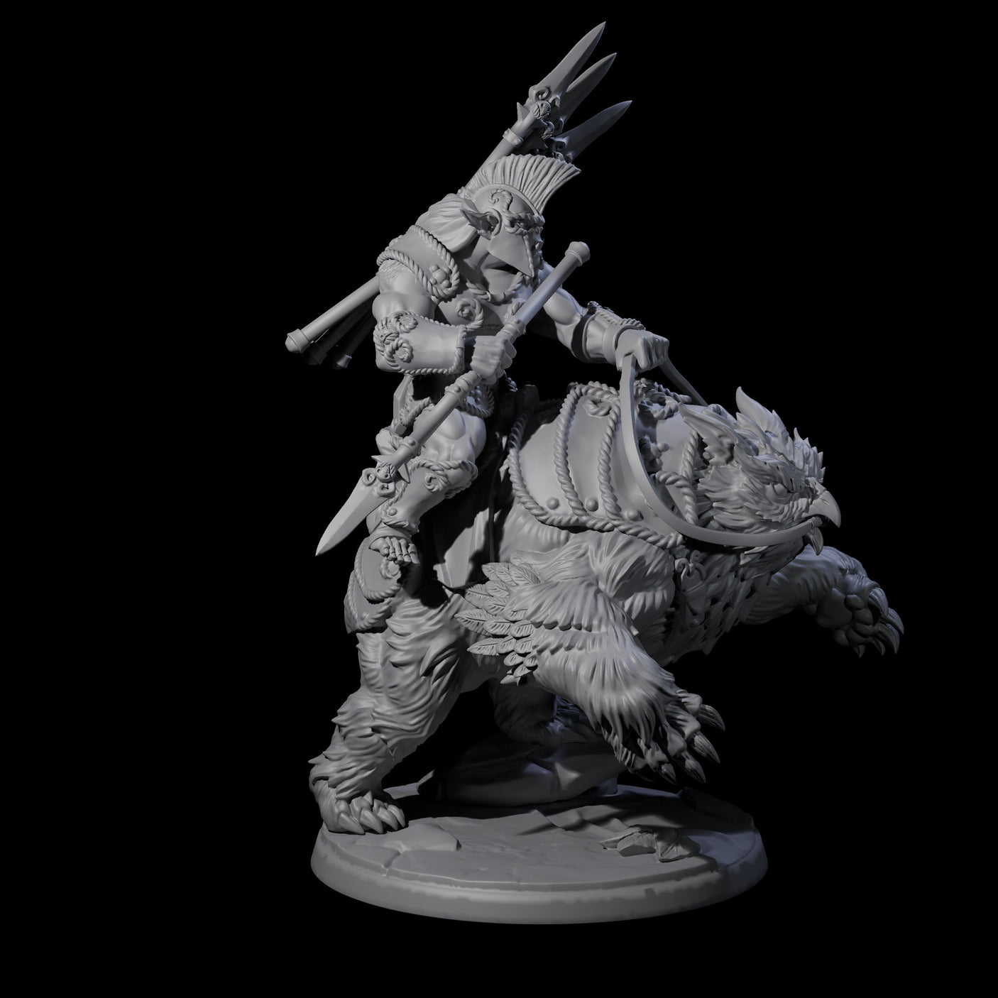 Raging Bugbear mounted on Owlbear D Miniature for Dungeons and Dragons, Pathfinder or other TTRPGs