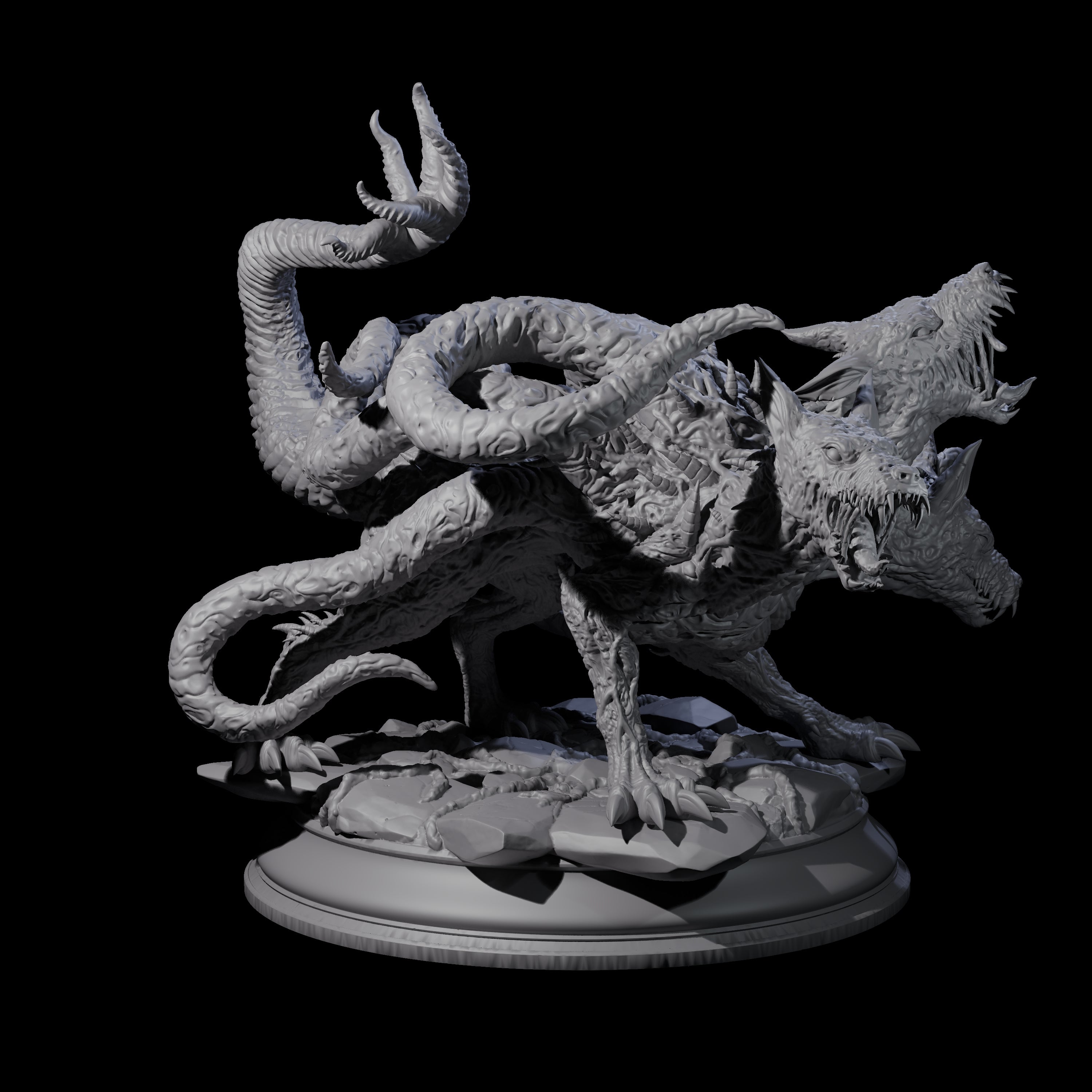 Raging Cerberus Miniature for Dungeons and Dragons, Pathfinder or other TTRPGs