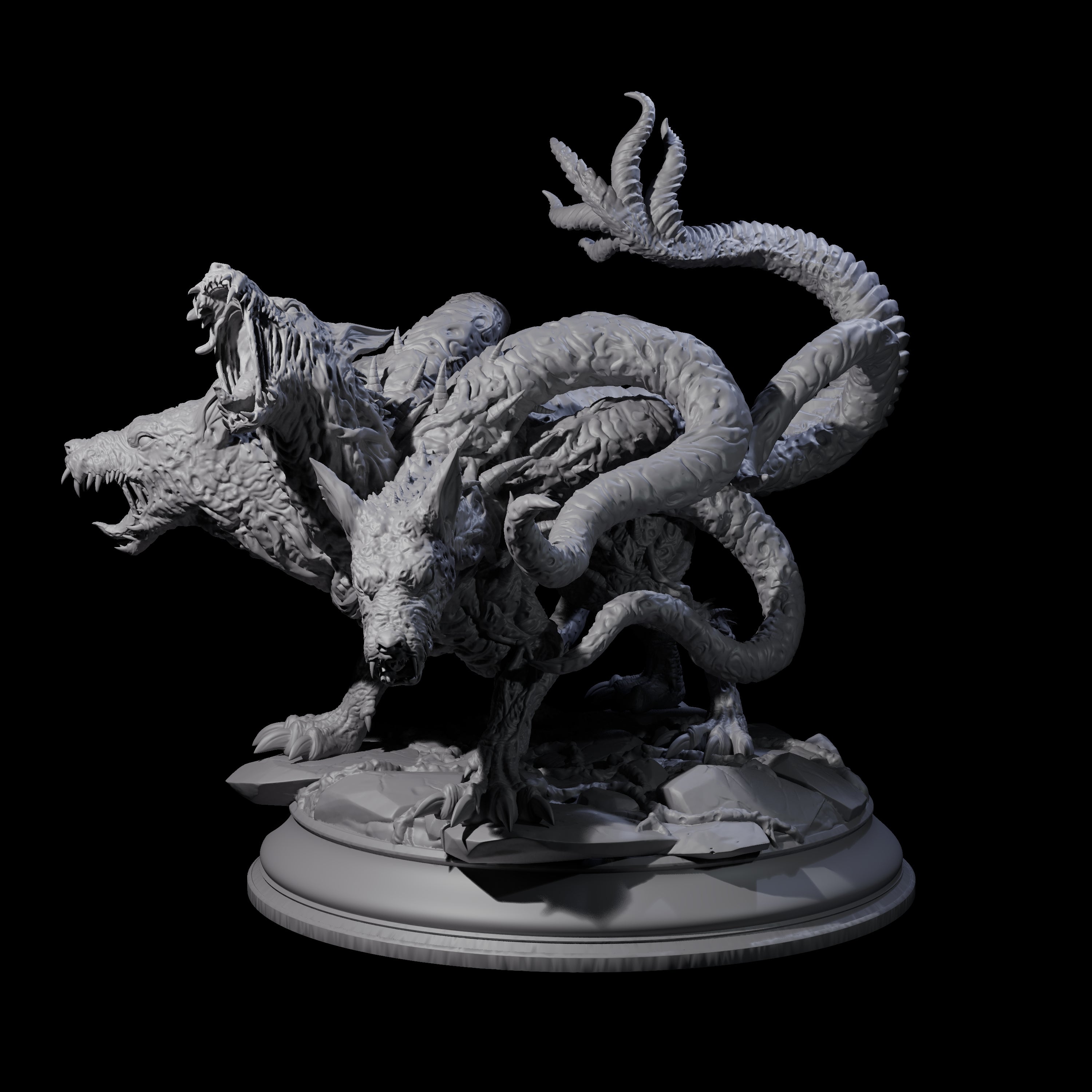 Raging Cerberus Miniature for Dungeons and Dragons, Pathfinder or other TTRPGs
