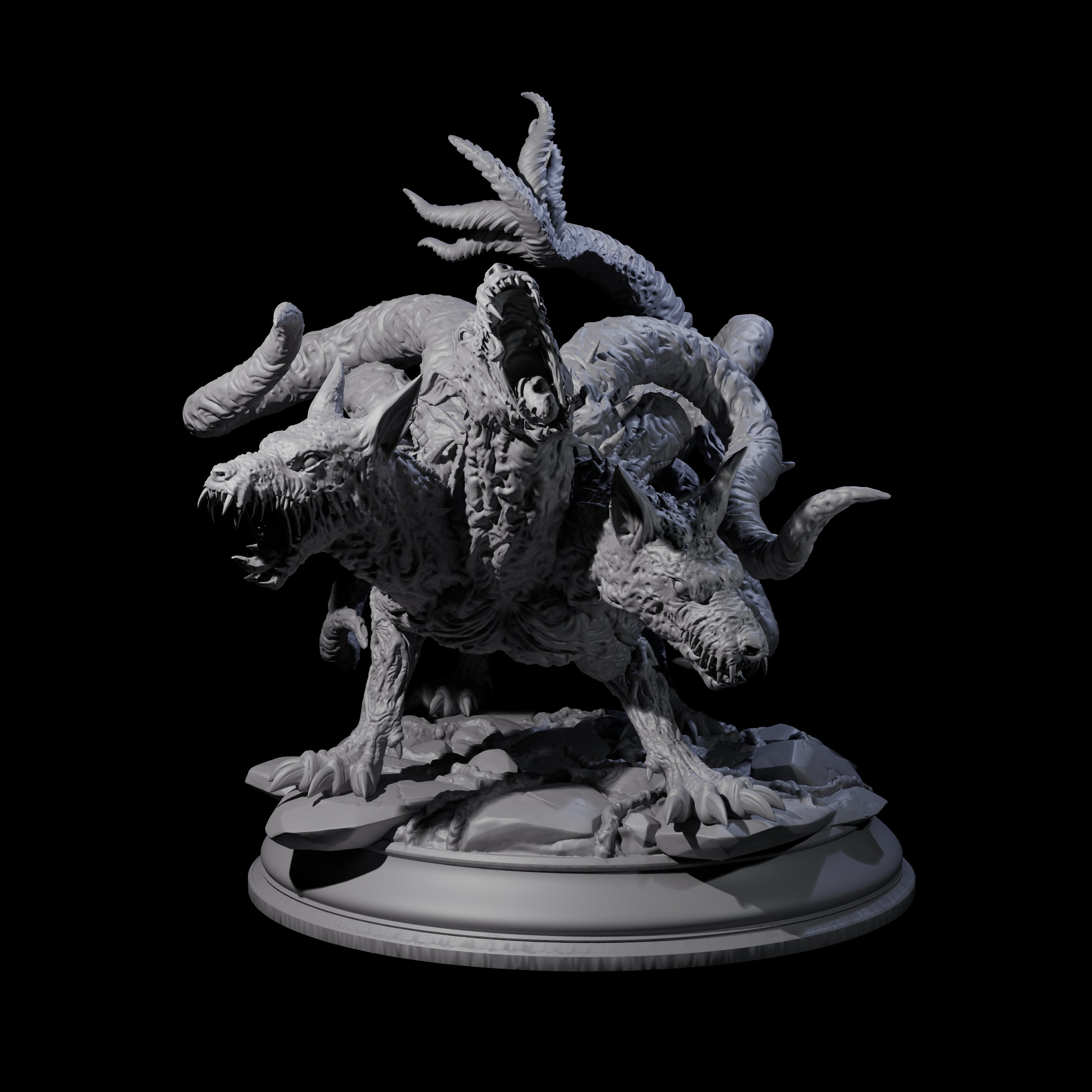 Raging Cerberus Miniature for Dungeons and Dragons, Pathfinder or other TTRPGs