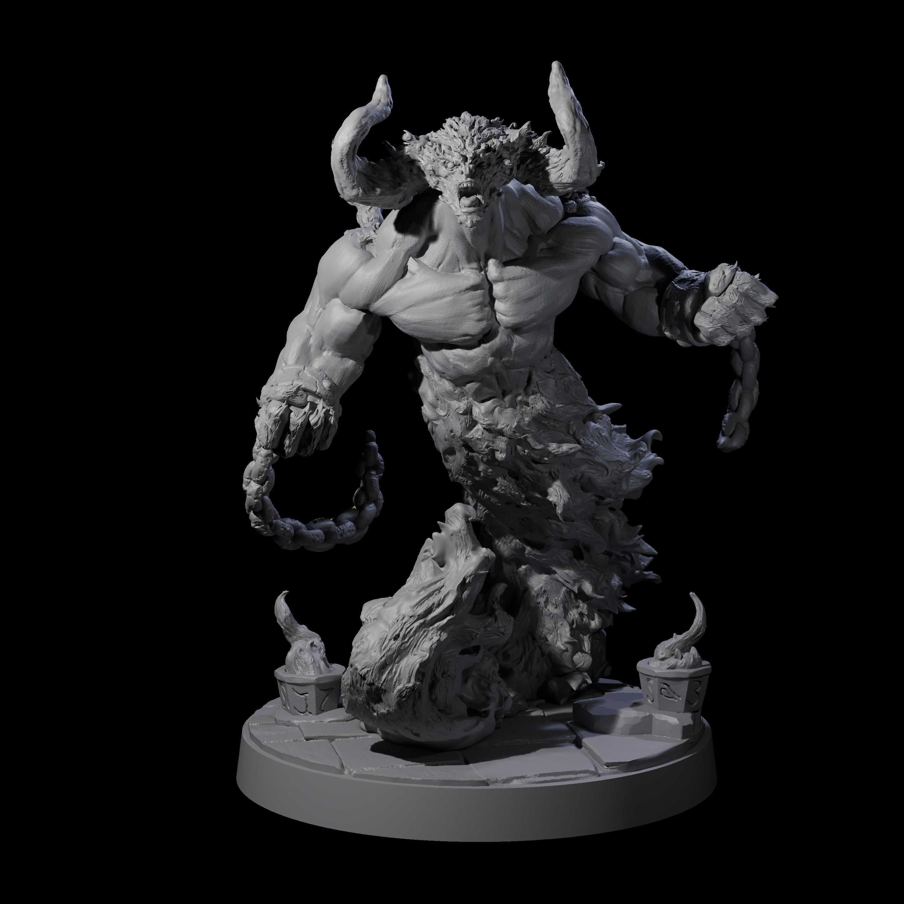 Raging Fire Djinni Miniature for Dungeons and Dragons, Pathfinder or other TTRPGs