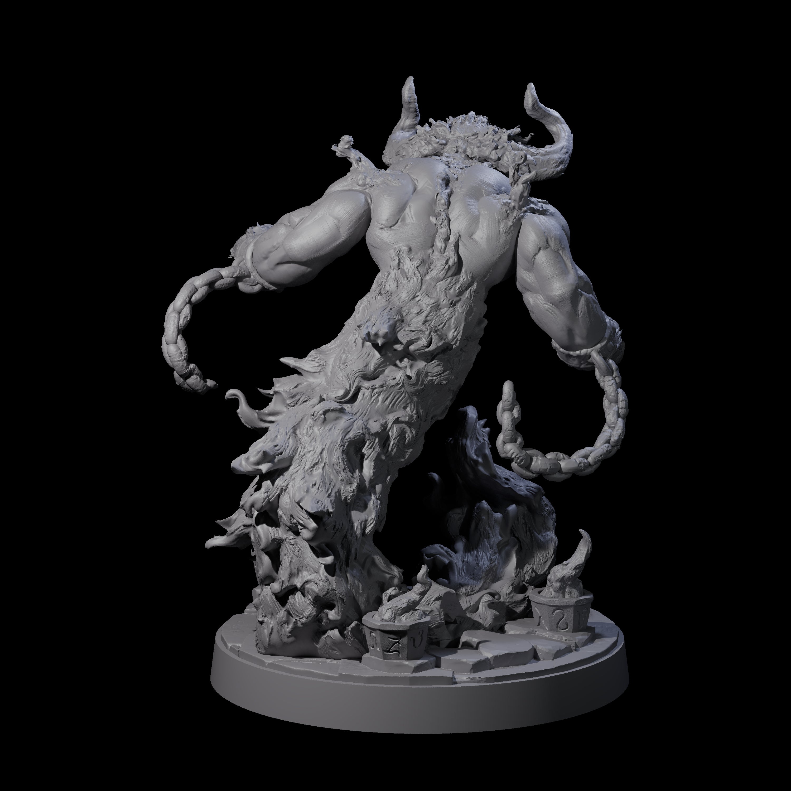 Raging Fire Djinni Miniature for Dungeons and Dragons, Pathfinder or other TTRPGs