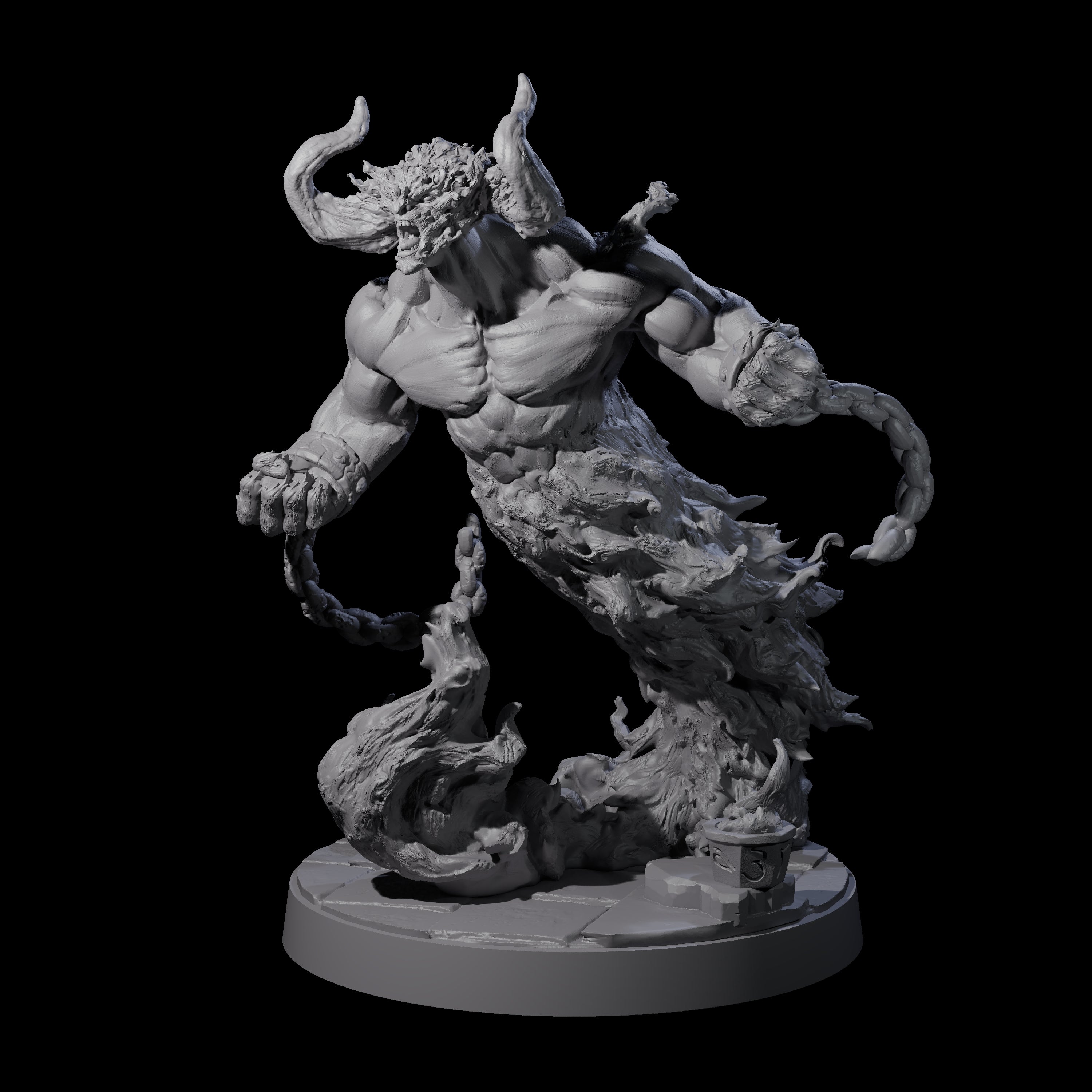 Raging Fire Djinni Miniature for Dungeons and Dragons, Pathfinder or other TTRPGs