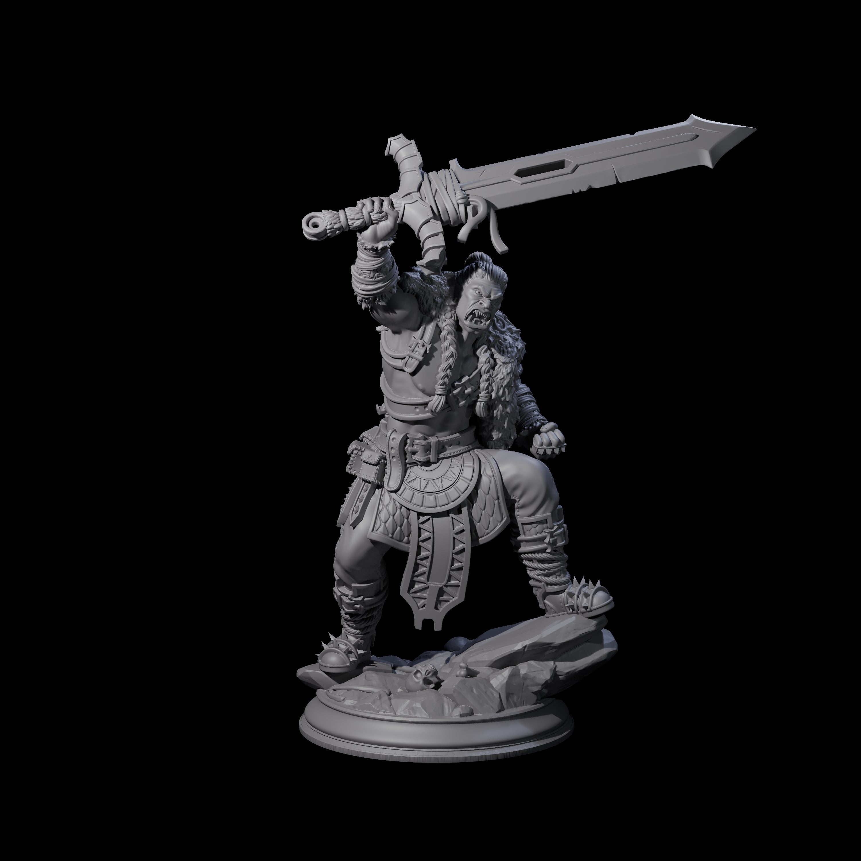 Raging Orc Champion Miniature for Dungeons and Dragons, Pathfinder or other TTRPGs