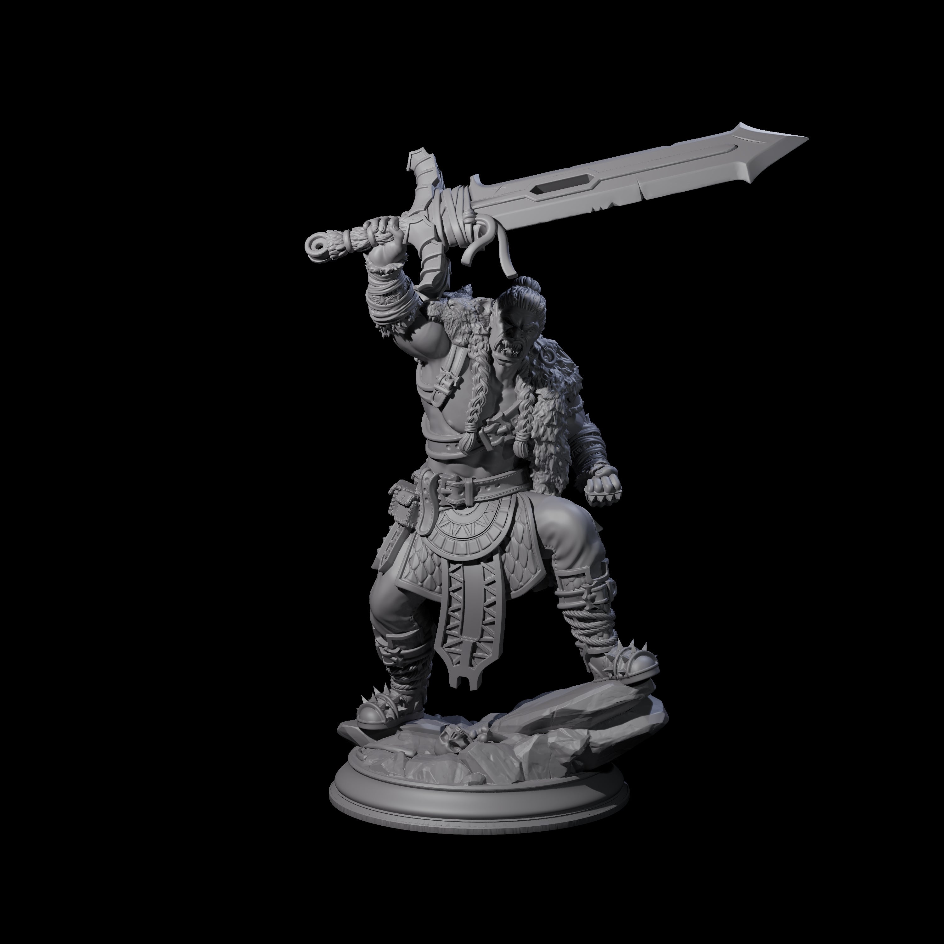 Raging Orc Champion Miniature for Dungeons and Dragons, Pathfinder or other TTRPGs