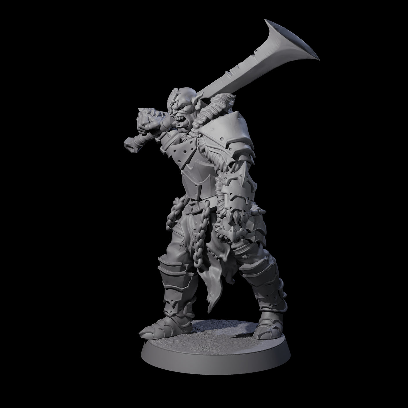 Raiding Orc Warrior F Miniature for Dungeons and Dragons, Pathfinder or other TTRPGs