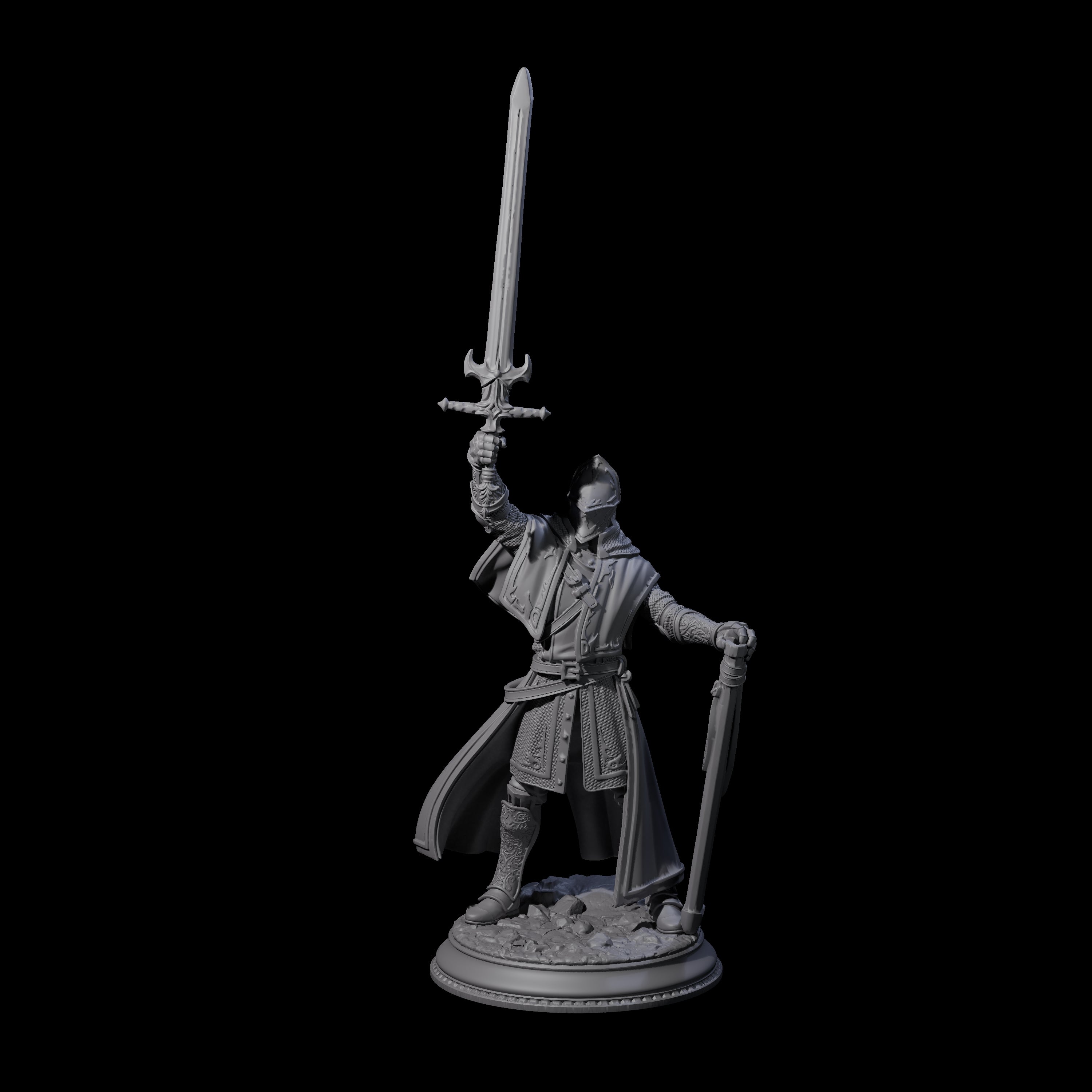 Rallying Warrior Priest Miniature for Dungeons and Dragons, Pathfinder or other TTRPGs