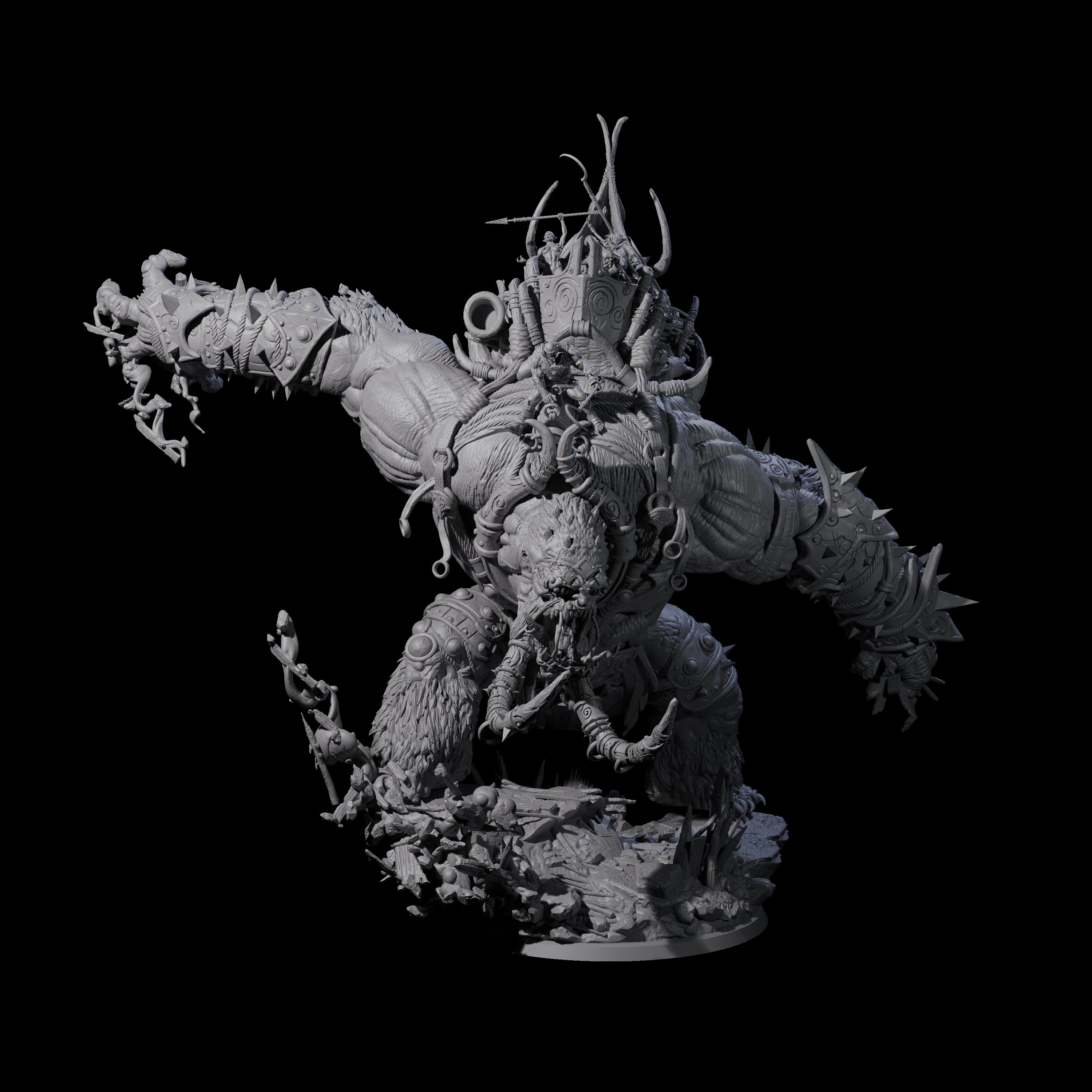 Rampaging Horned Cave Troll Miniature for Dungeons and Dragons, Pathfinder or other TTRPGs
