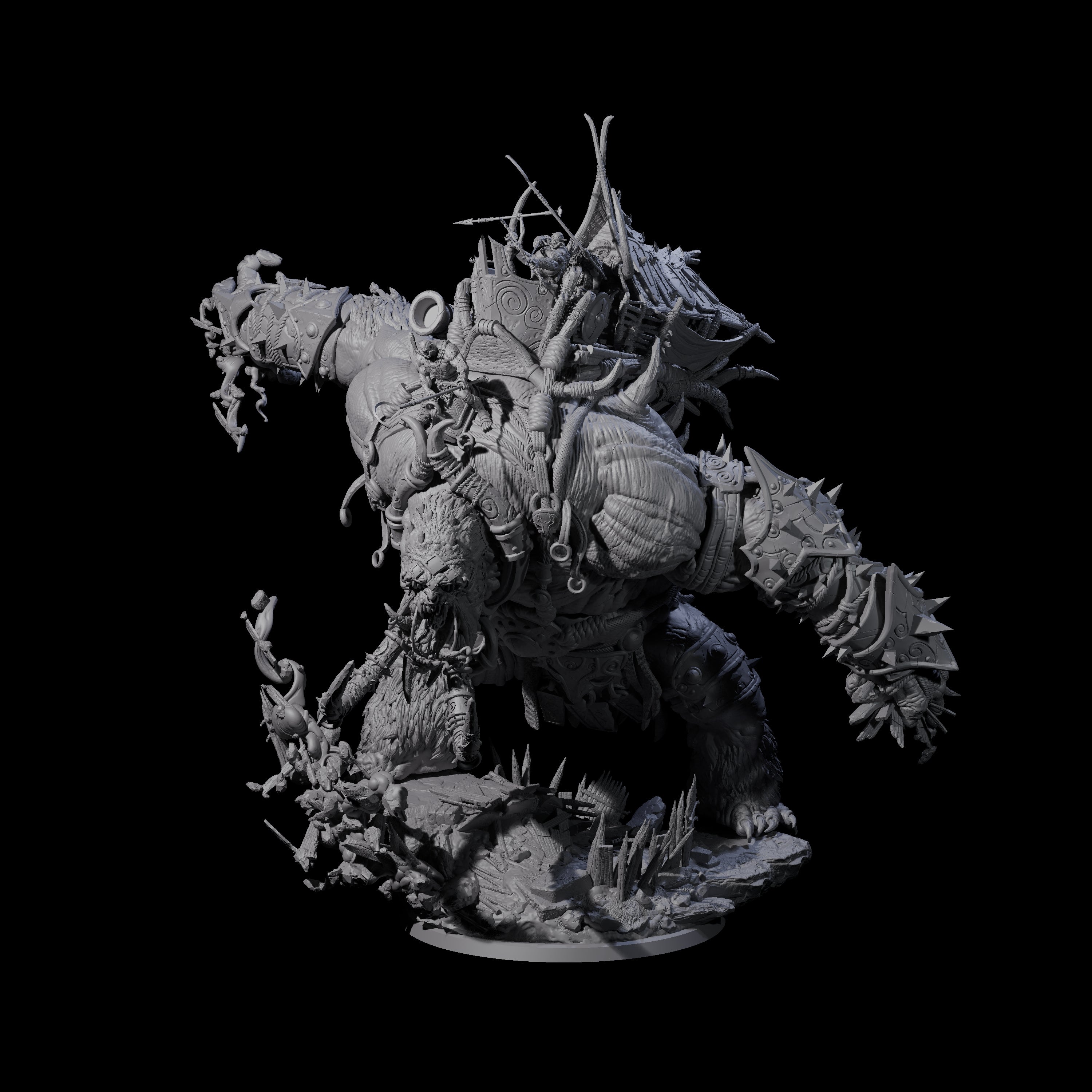 Rampaging Horned Cave Troll Miniature for Dungeons and Dragons, Pathfinder or other TTRPGs