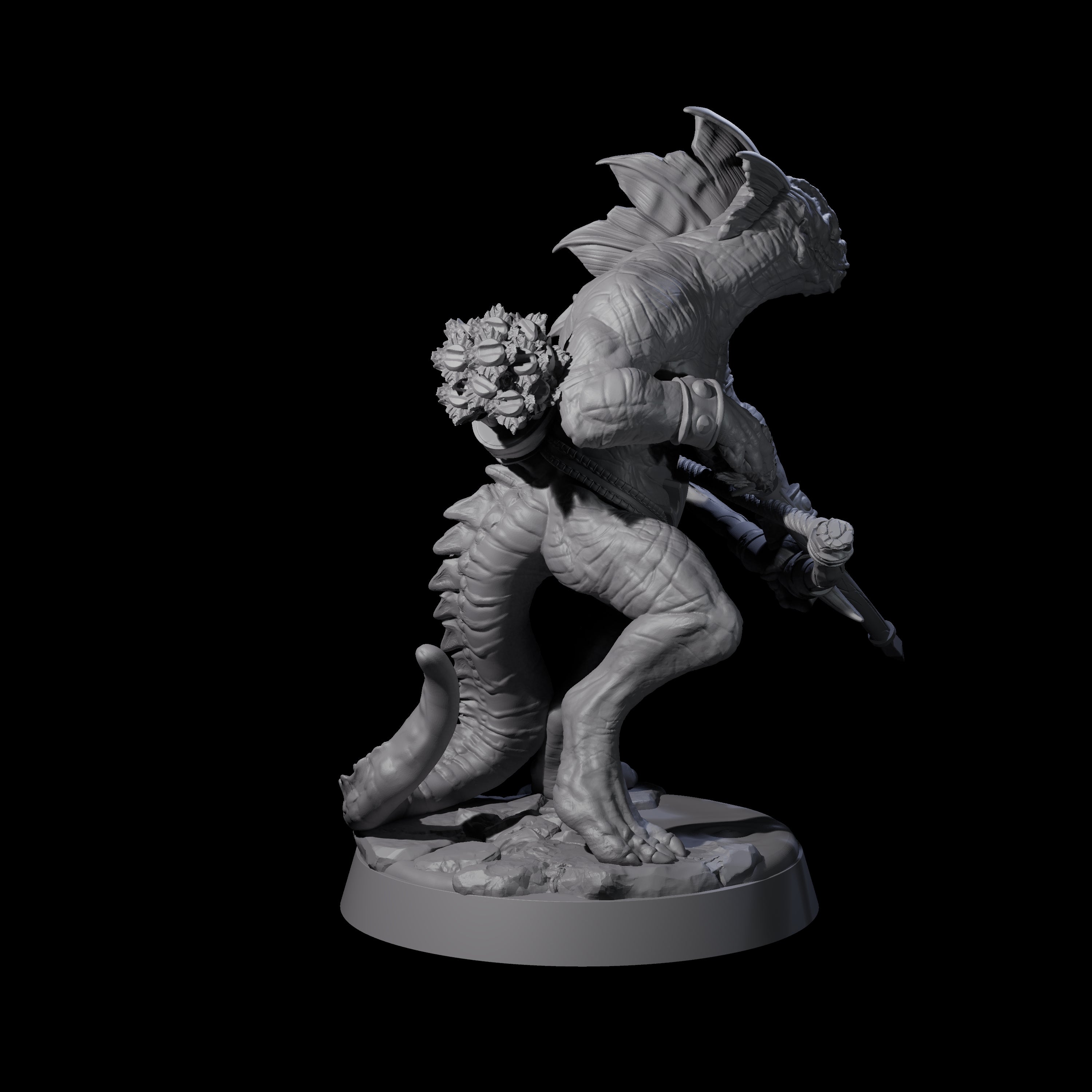 Rampaging Lizardfolk D Miniature for Dungeons and Dragons, Pathfinder or other TTRPGs