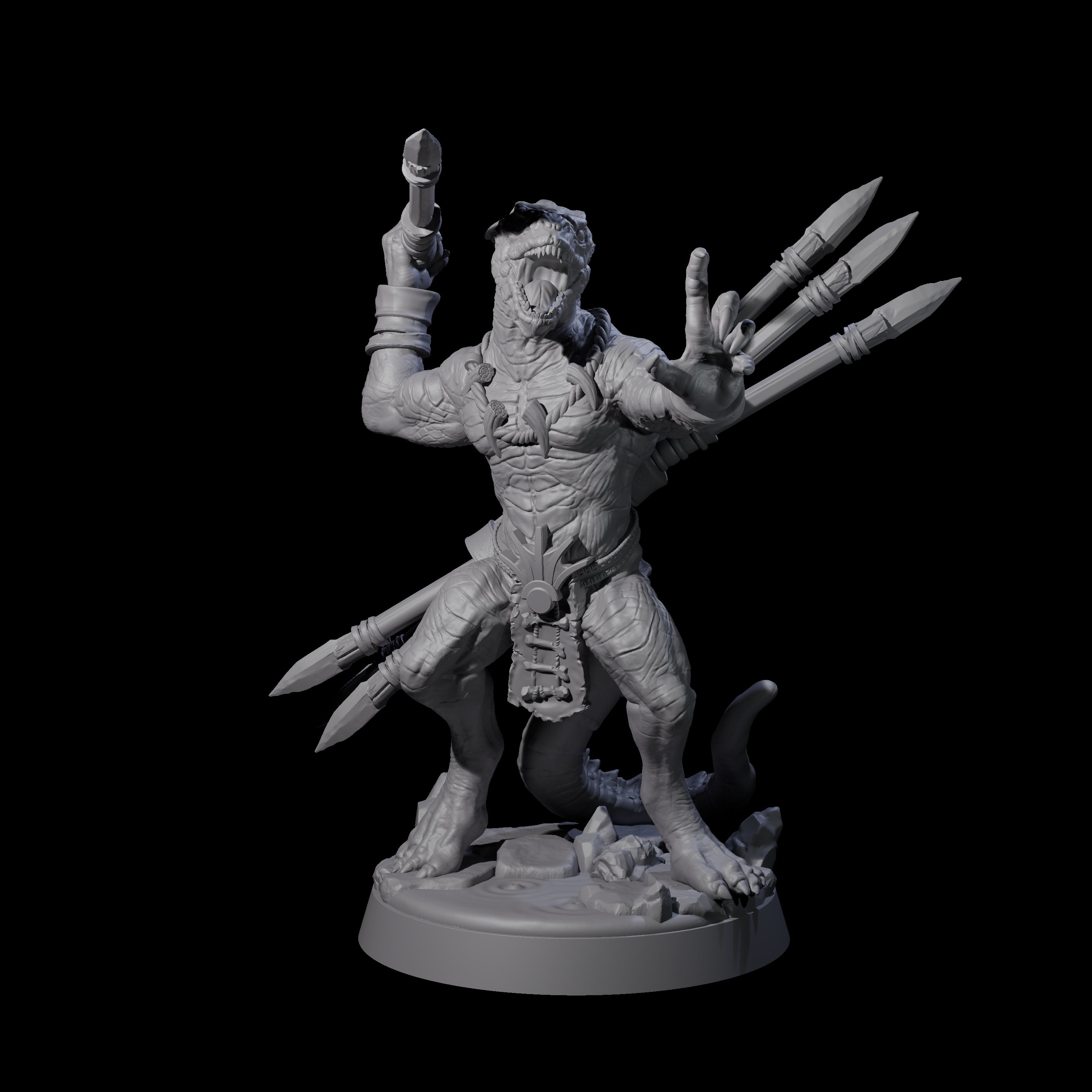 Rampaging Lizardfolk E Miniature for Dungeons and Dragons, Pathfinder or other TTRPGs