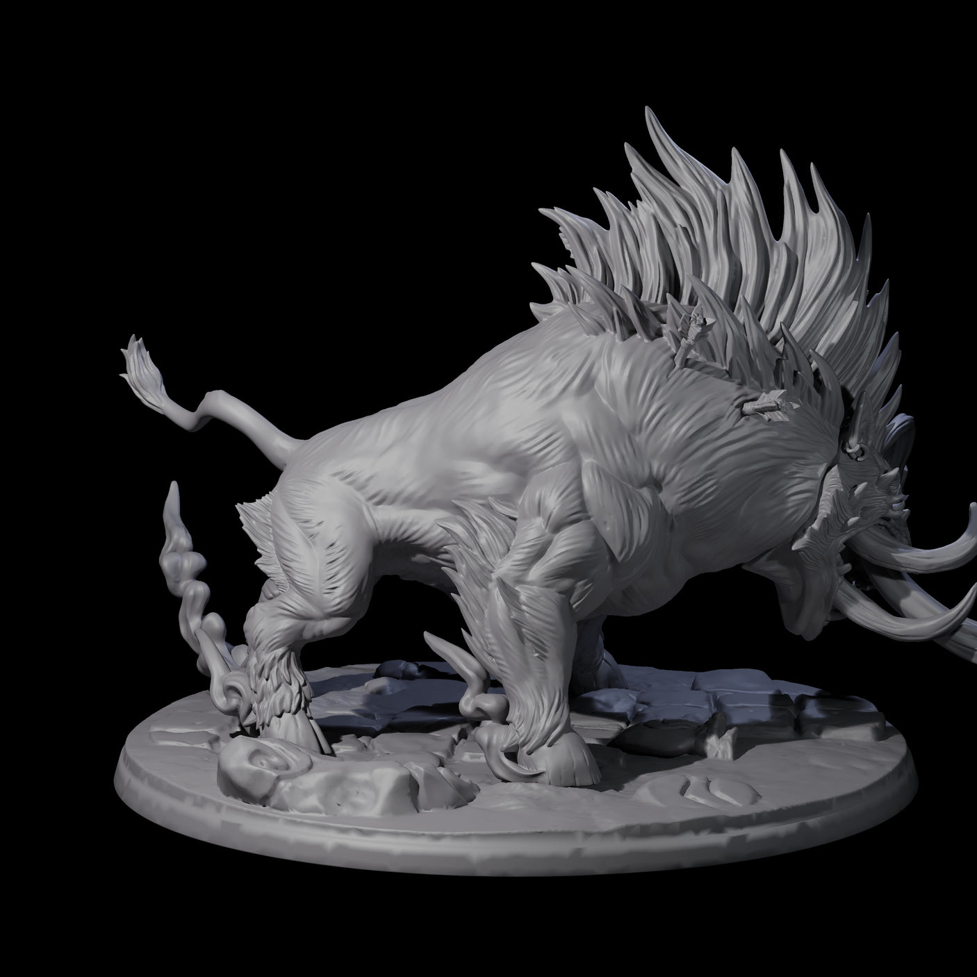 Rampaging Mega Giant Hog Miniature for Dungeons and Dragons, Pathfinder or other TTRPGs