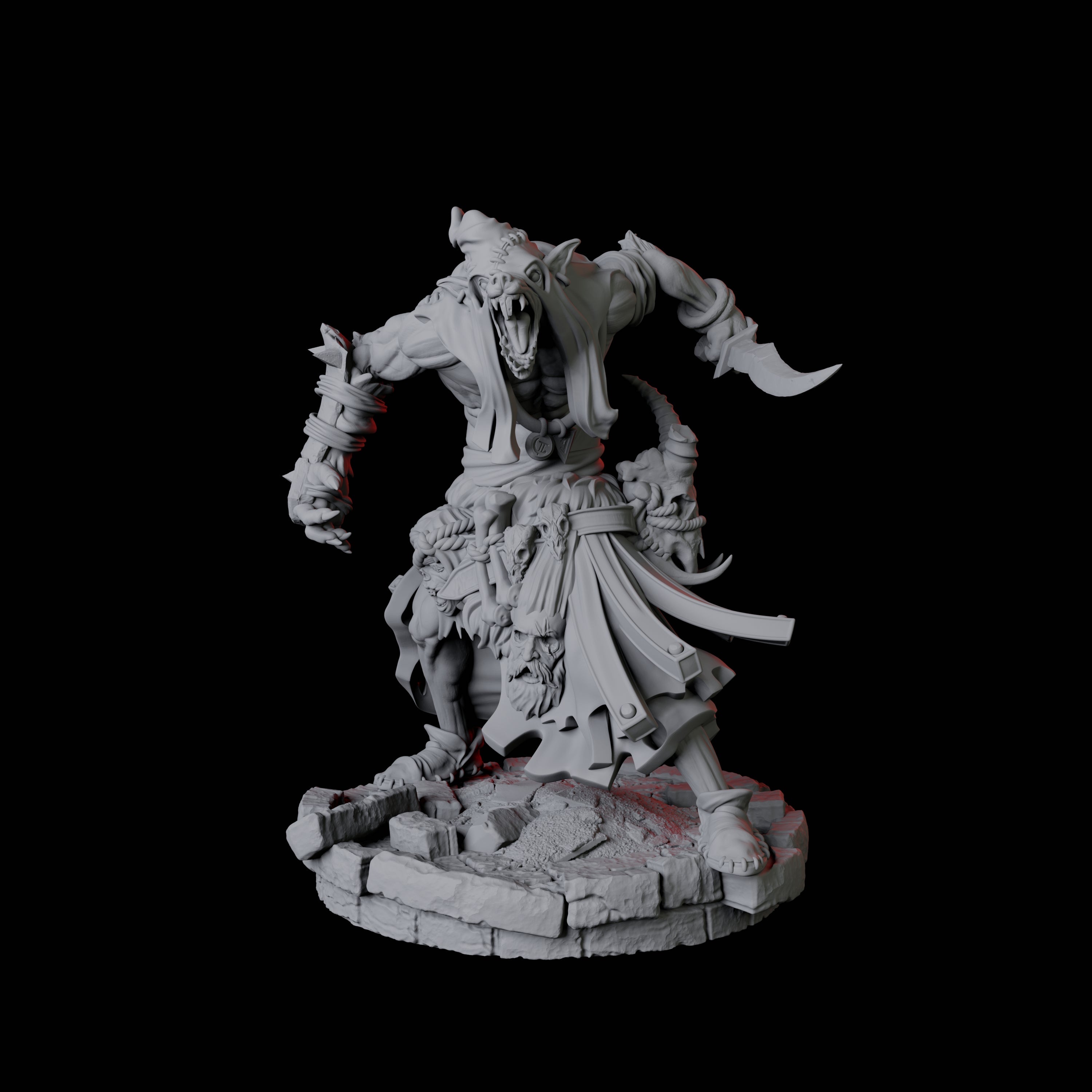 Rat Worshipping Zealot B Miniature for Dungeons and Dragons, Pathfinder or other TTRPGs