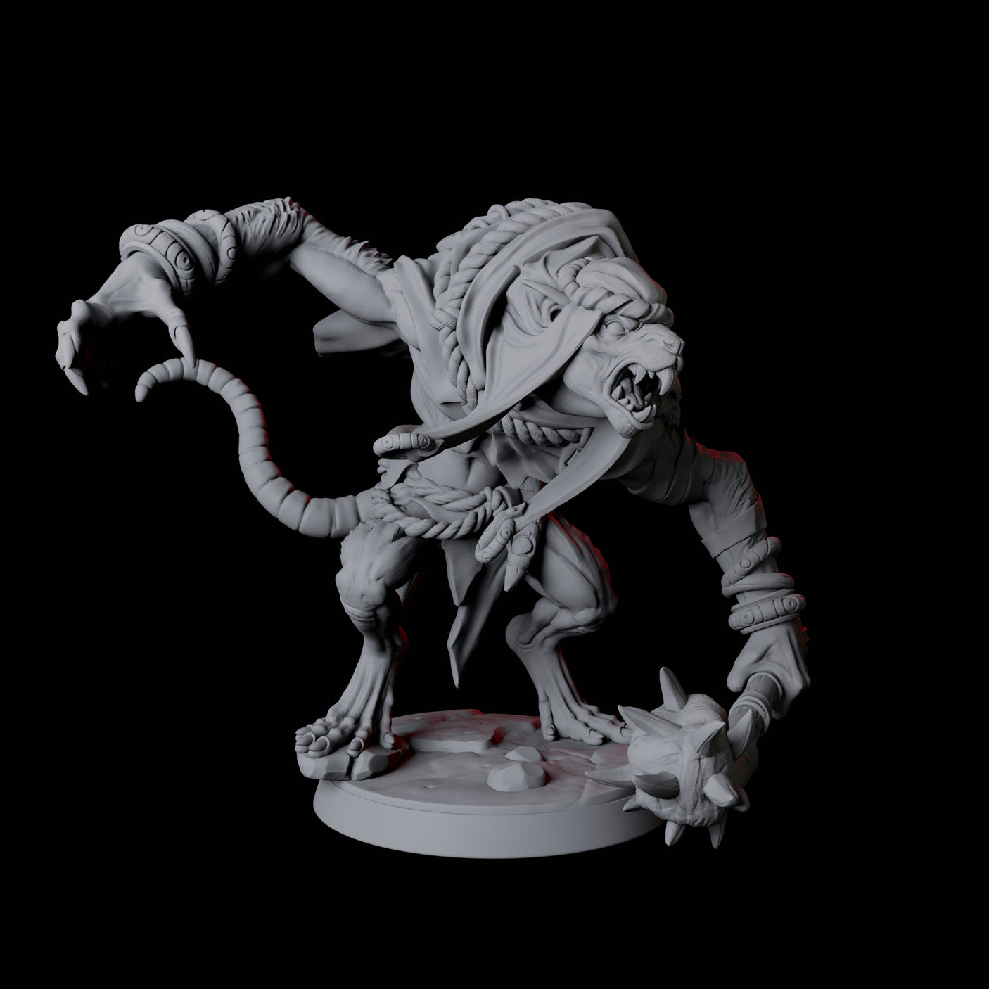 Ratfolk Brute A Miniature for Dungeons and Dragons, Pathfinder or other TTRPGs
