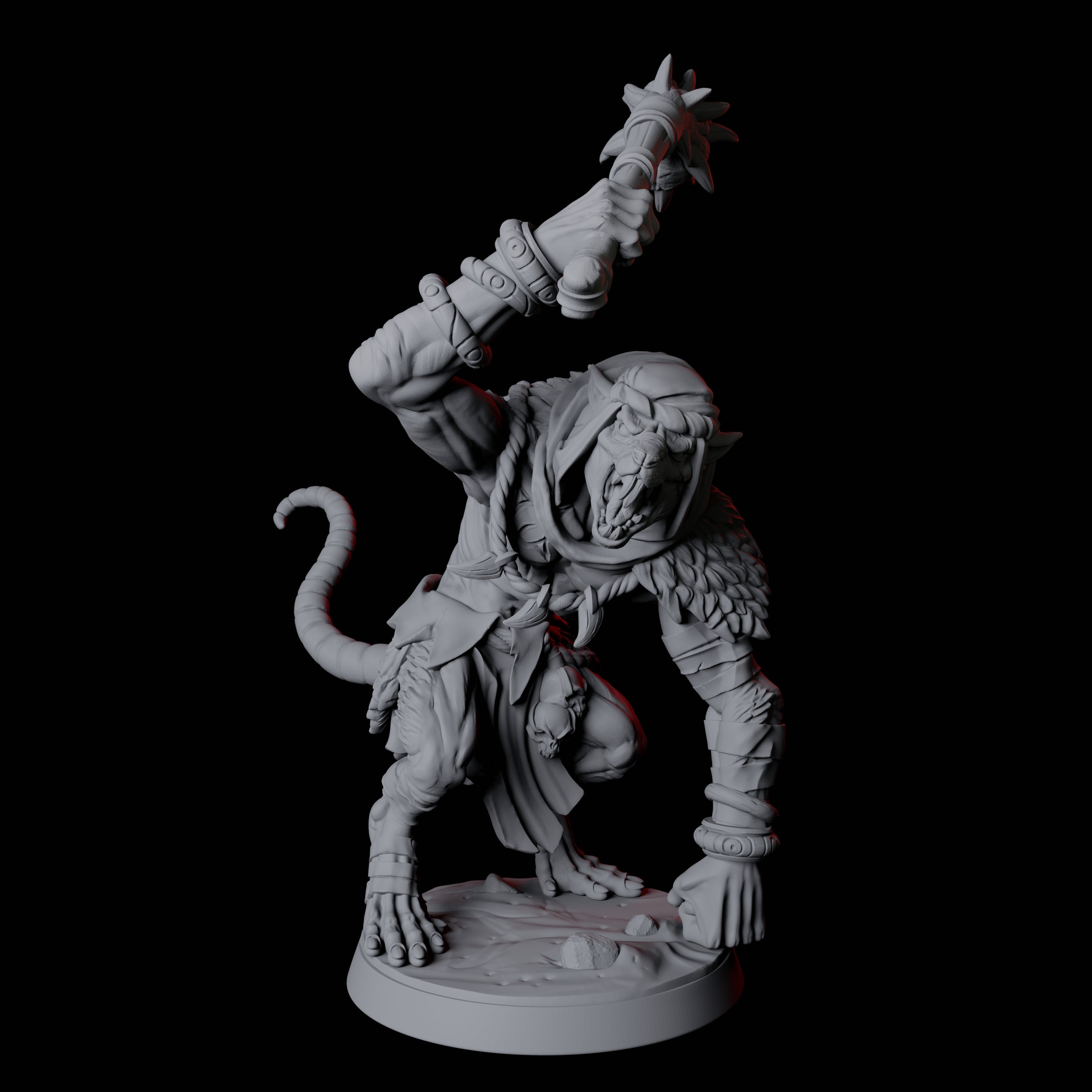 Ratfolk Brute B Miniature for Dungeons and Dragons, Pathfinder or other TTRPGs