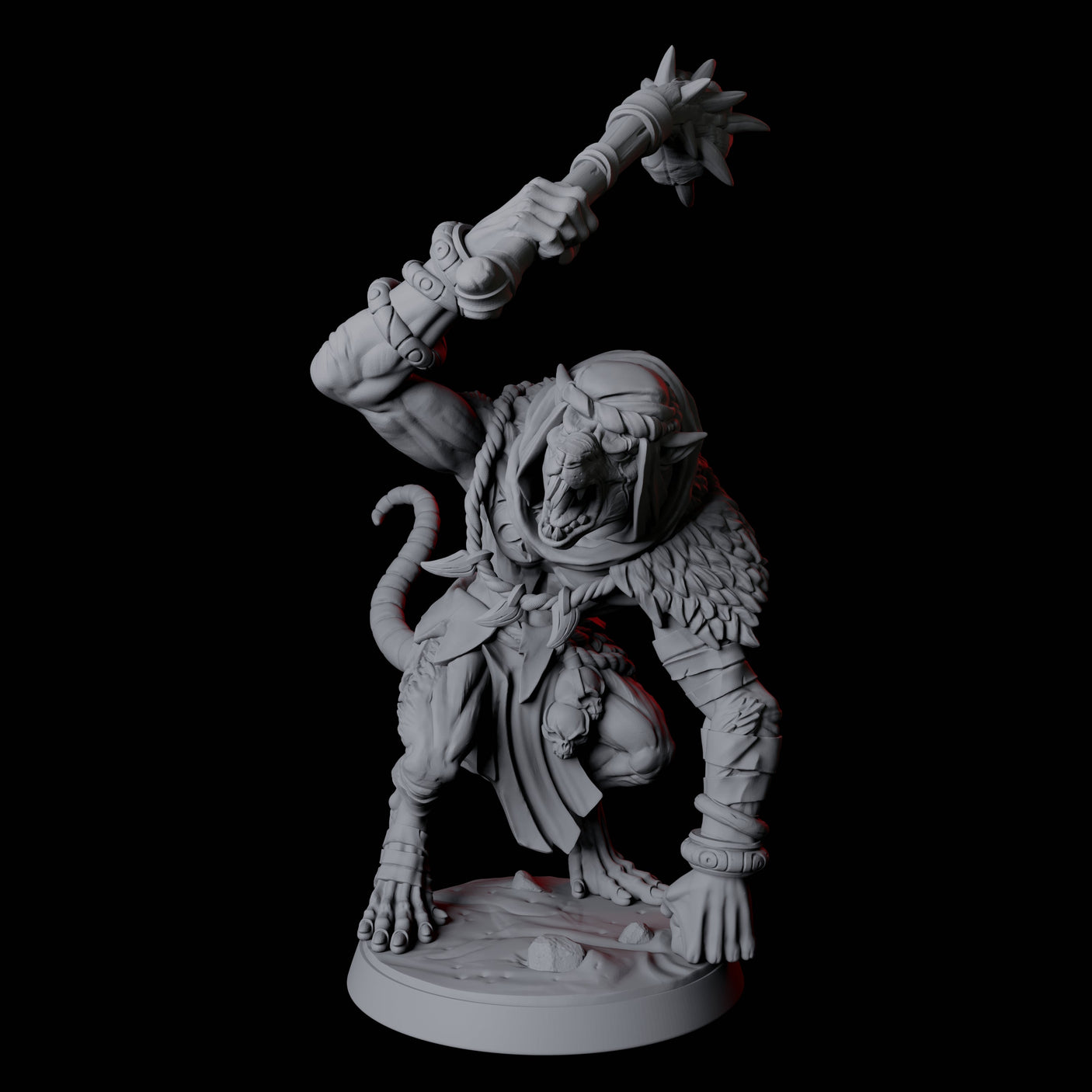 Ratfolk Brute B Miniature for Dungeons and Dragons, Pathfinder or other TTRPGs