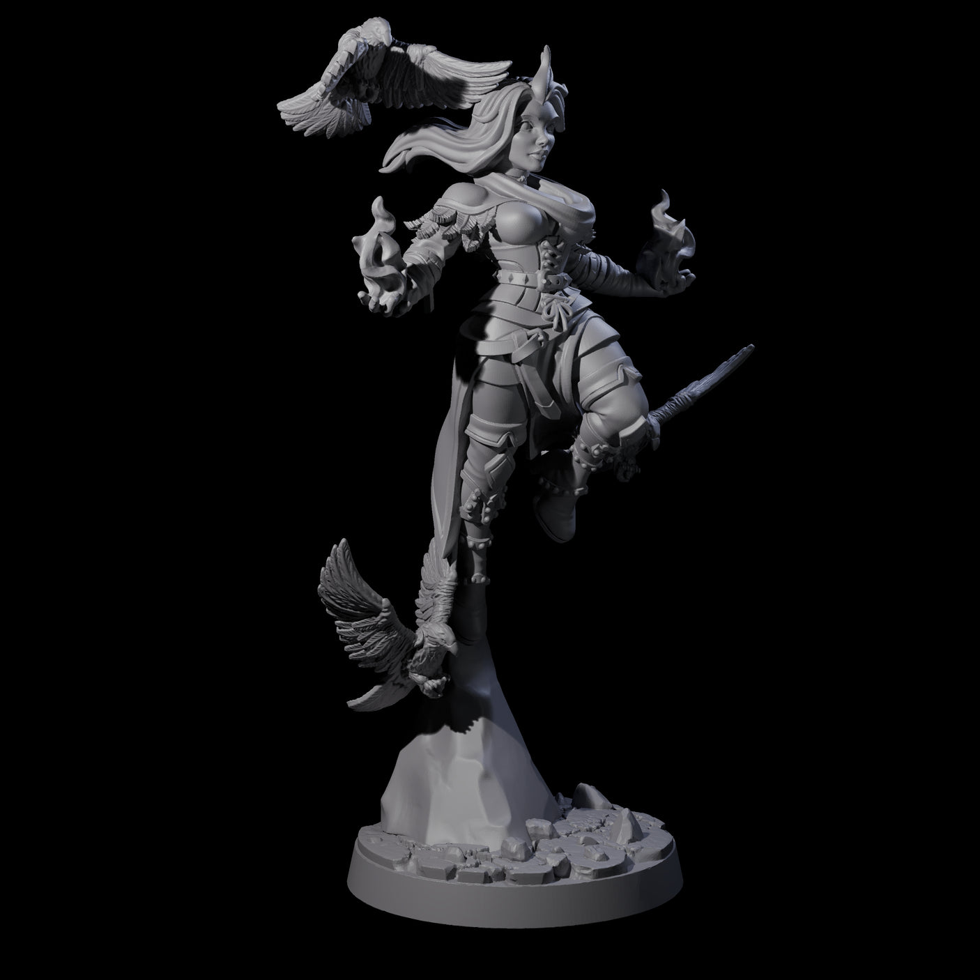 Raven Loving Druid Miniature for Dungeons and Dragons, Pathfinder or other TTRPGs
