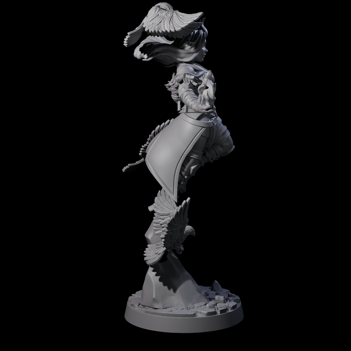 Raven Loving Druid Miniature for Dungeons and Dragons, Pathfinder or other TTRPGs