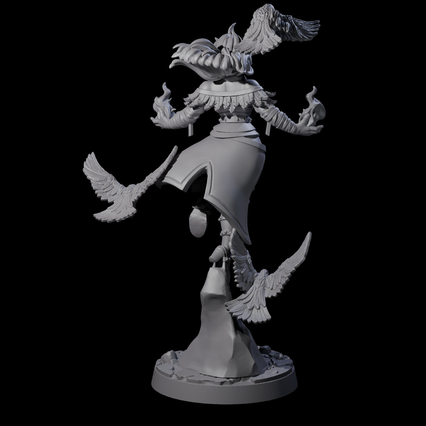 Raven Loving Druid Miniature for Dungeons and Dragons, Pathfinder or other TTRPGs