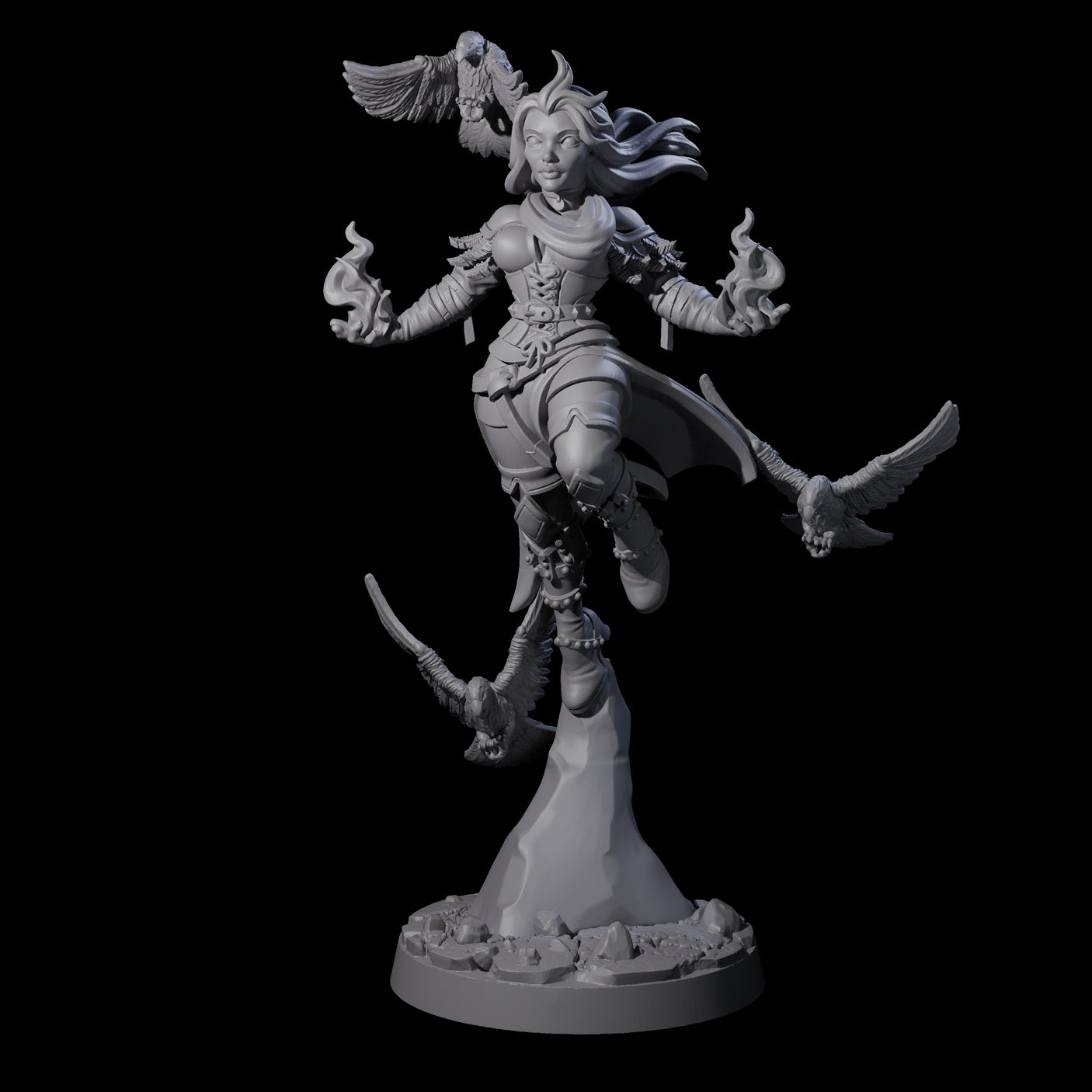 Raven Loving Druid Miniature for Dungeons and Dragons, Pathfinder or other TTRPGs