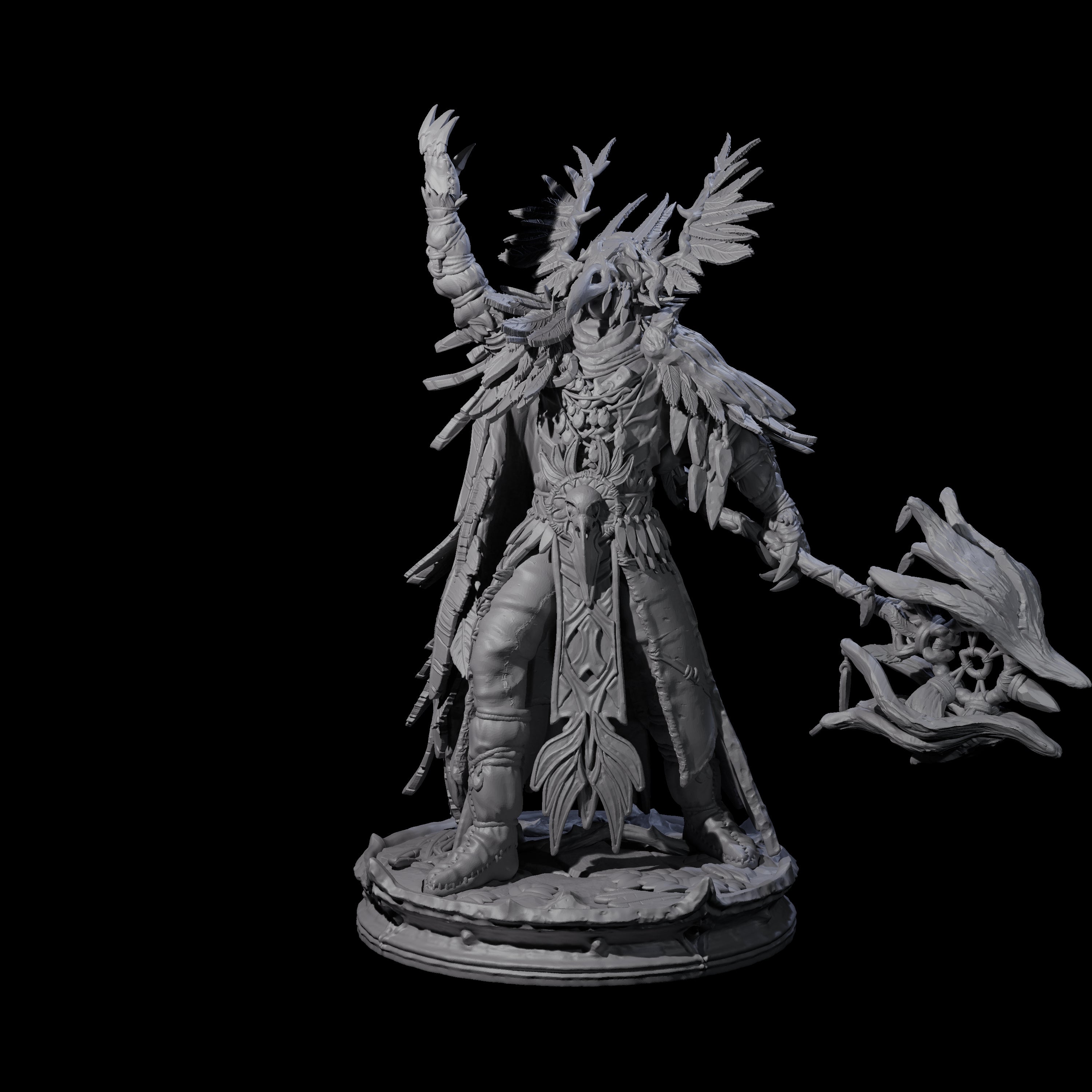 Raven Masked Master Dark Elf Druid Miniature for Dungeons and Dragons, Pathfinder or other TTRPGs
