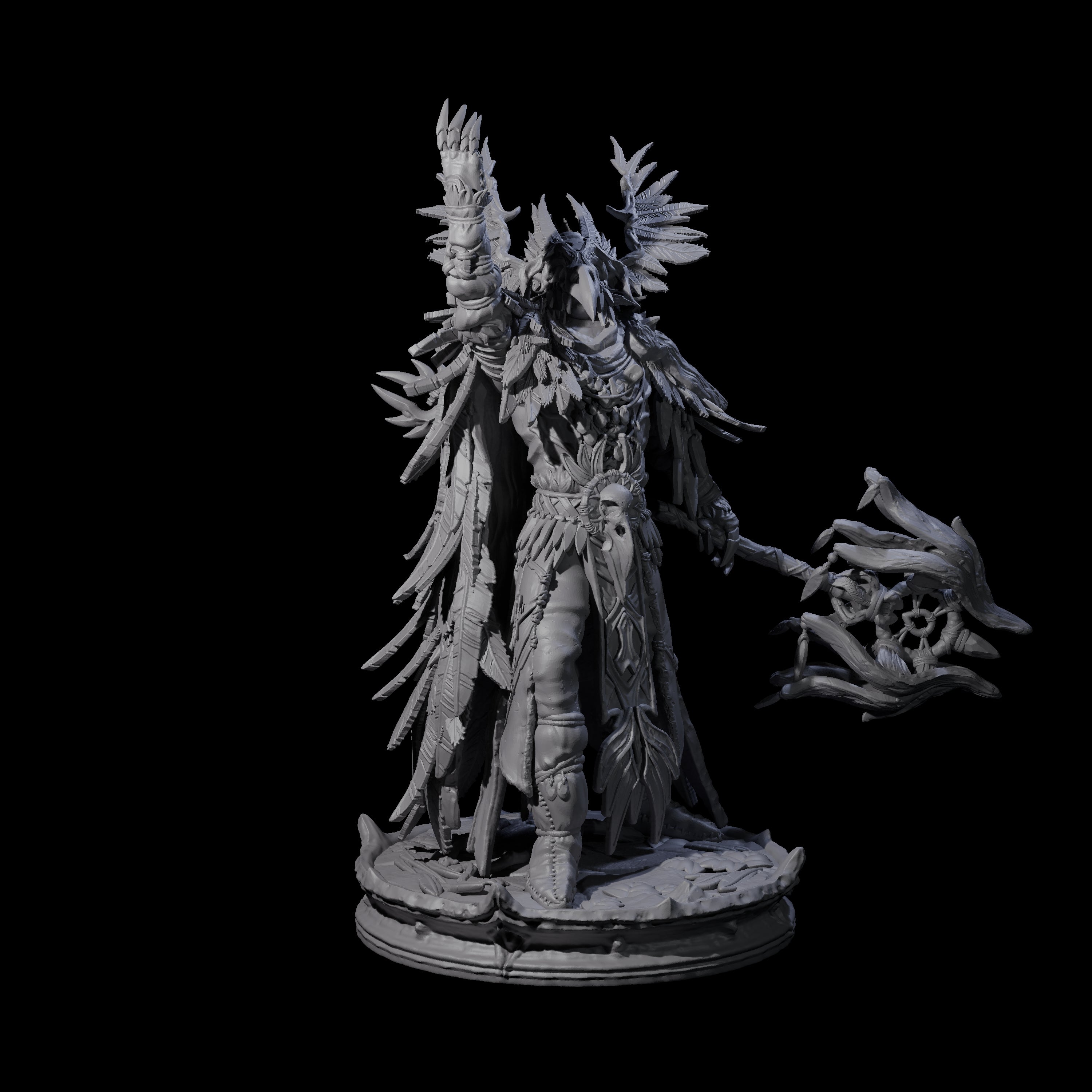 Raven Masked Master Dark Elf Druid Miniature for Dungeons and Dragons, Pathfinder or other TTRPGs