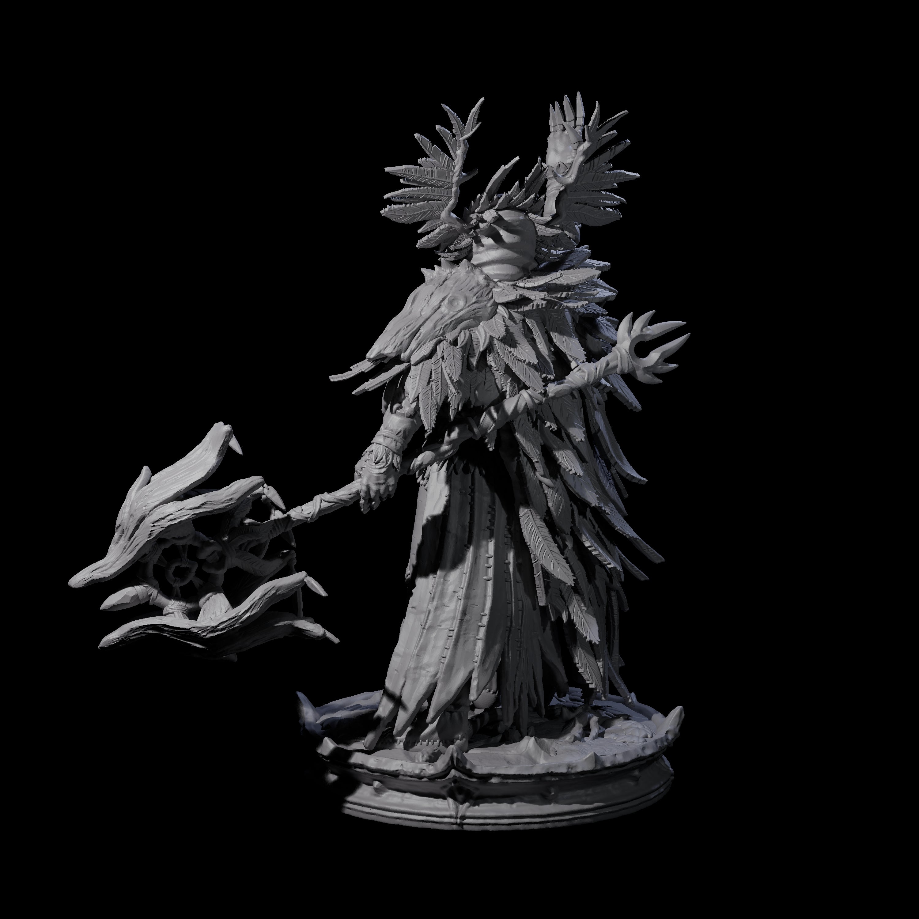 Raven Masked Master Dark Elf Druid Miniature for Dungeons and Dragons, Pathfinder or other TTRPGs