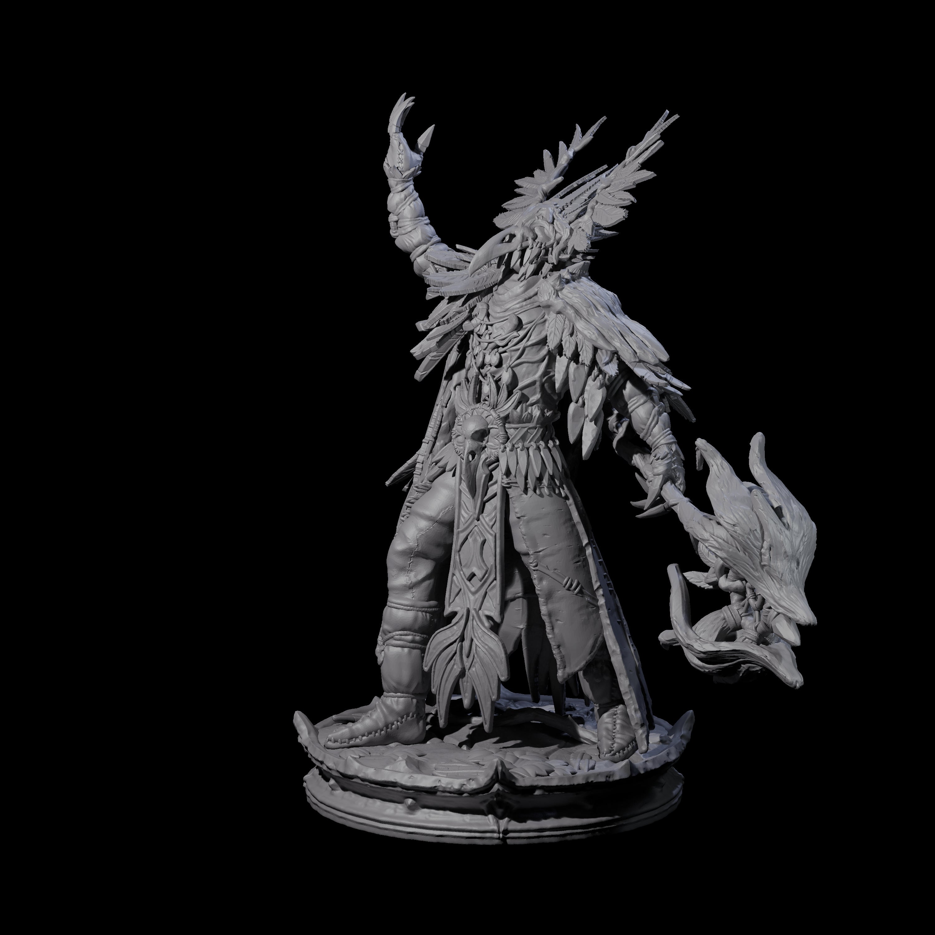 Raven Masked Master Dark Elf Druid Miniature for Dungeons and Dragons, Pathfinder or other TTRPGs