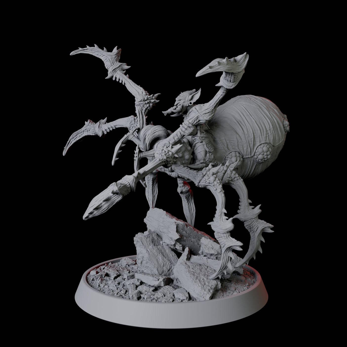 Rearing Giant Spider with Goblin Mount Miniature for Dungeons and Dragons, Pathfinder or other TTRPGs