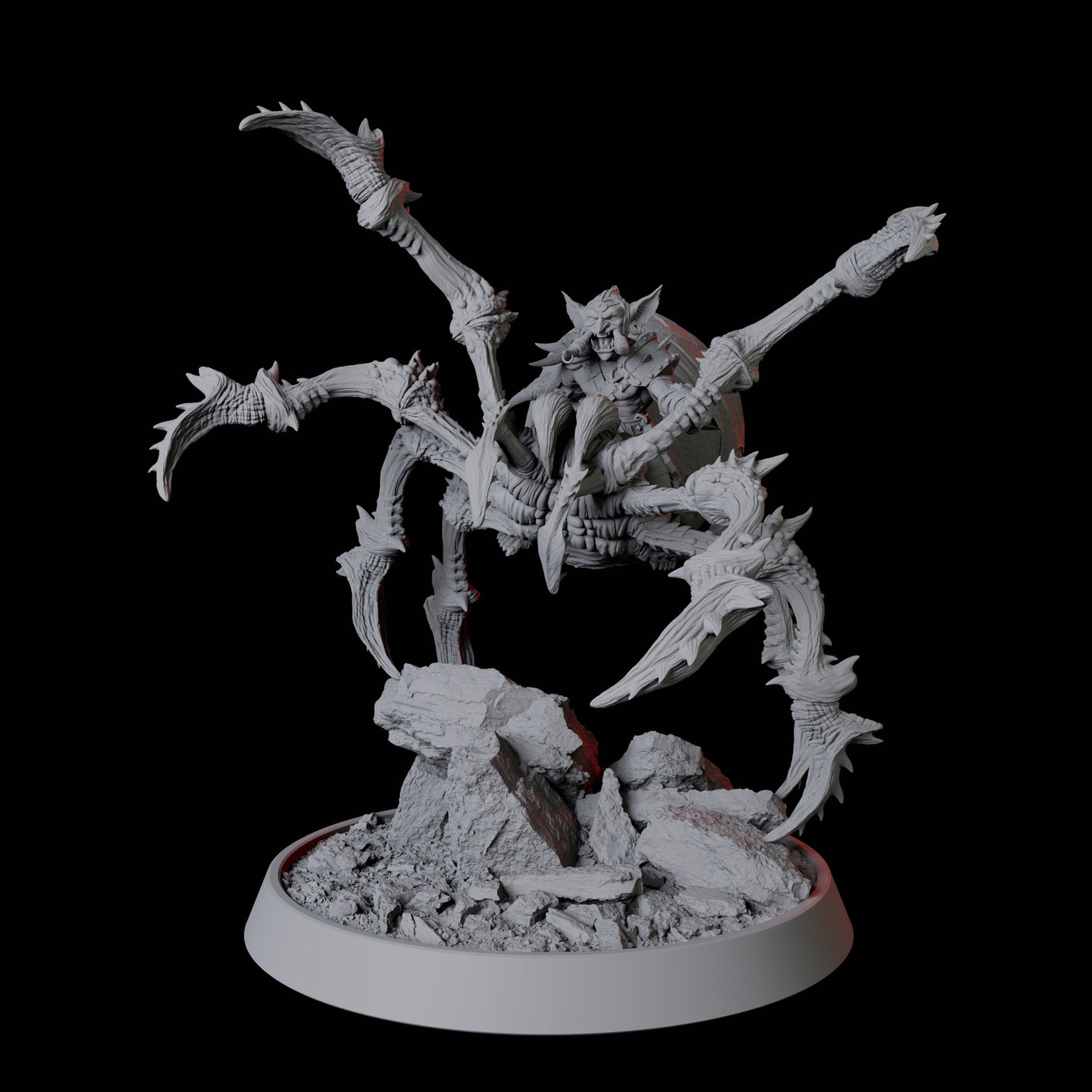 Rearing Giant Spider with Goblin Mount Miniature for Dungeons and Dragons, Pathfinder or other TTRPGs