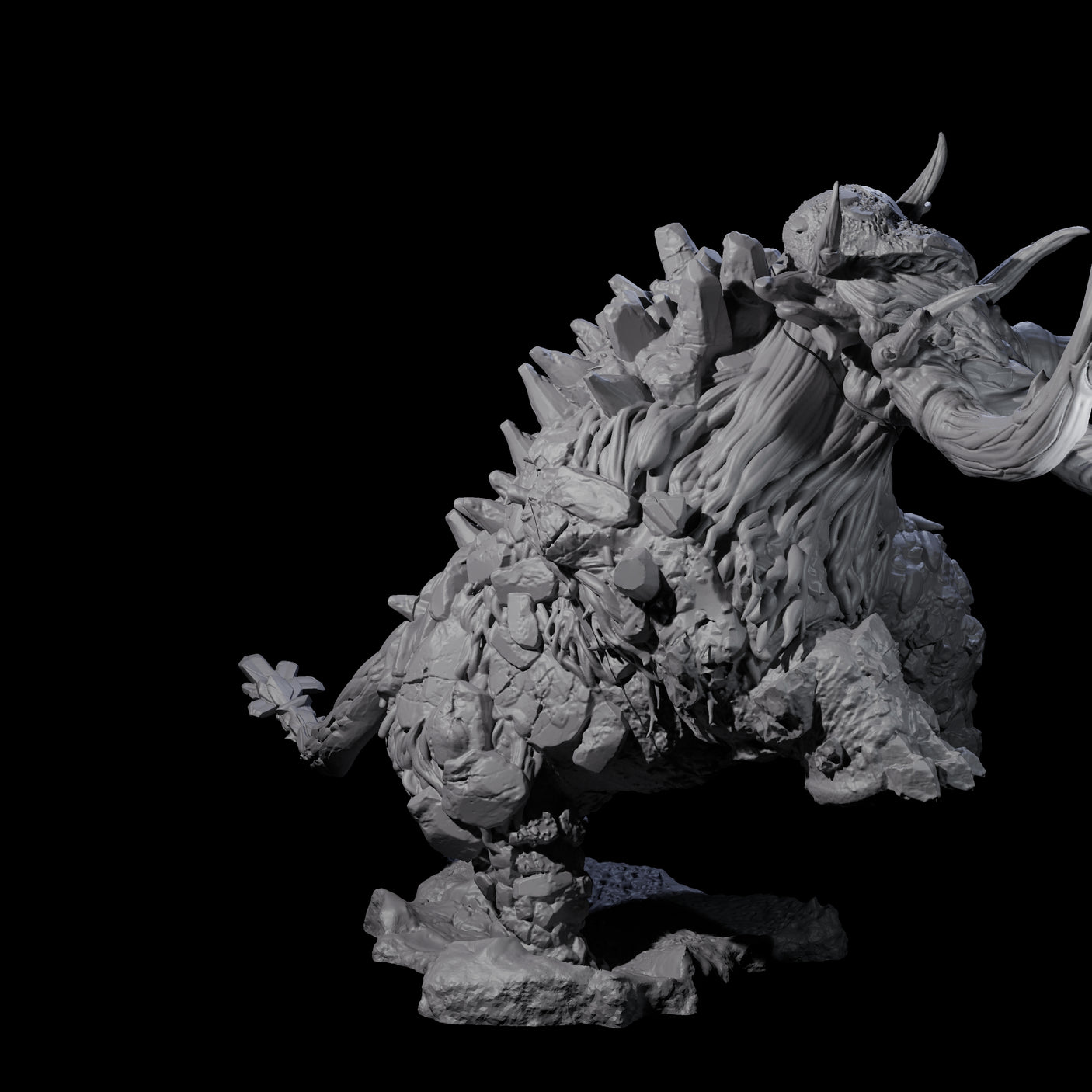 Rearing Stone Wooly Mammoth Miniature for Dungeons and Dragons, Pathfinder or other TTRPGs