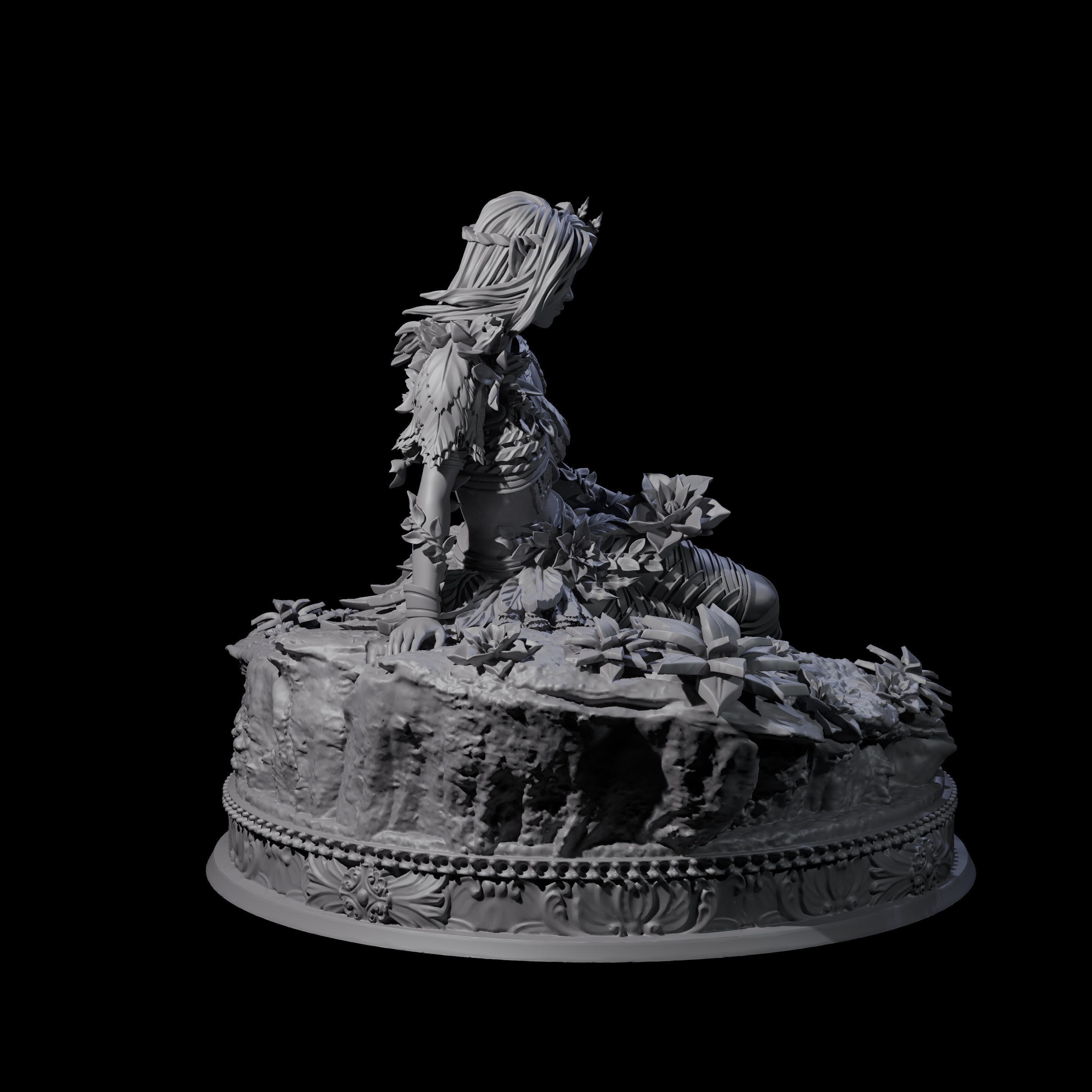 Reclining Wood Elf Princess Miniature for Dungeons and Dragons, Pathfinder or other TTRPGs