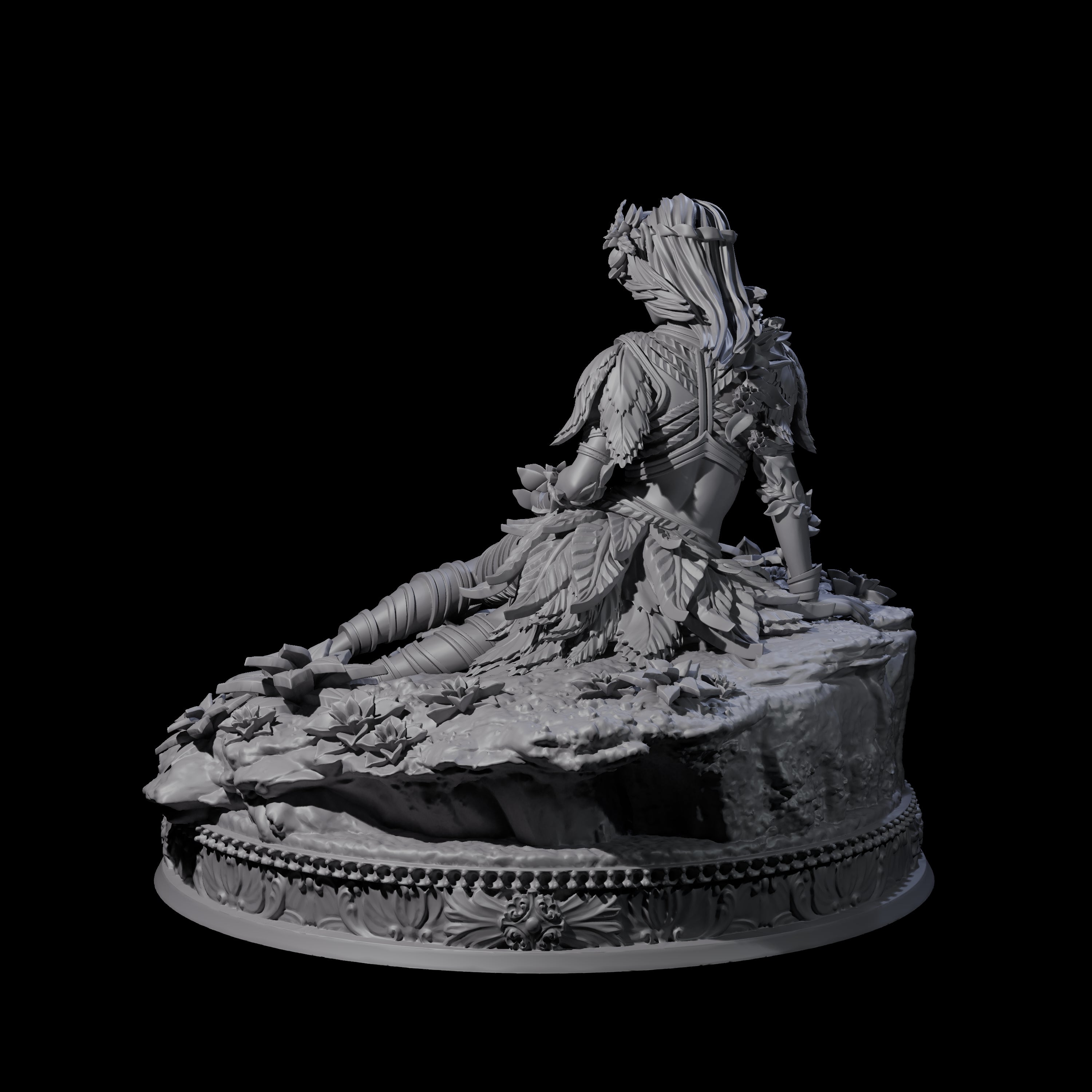 Reclining Wood Elf Princess Miniature for Dungeons and Dragons, Pathfinder or other TTRPGs