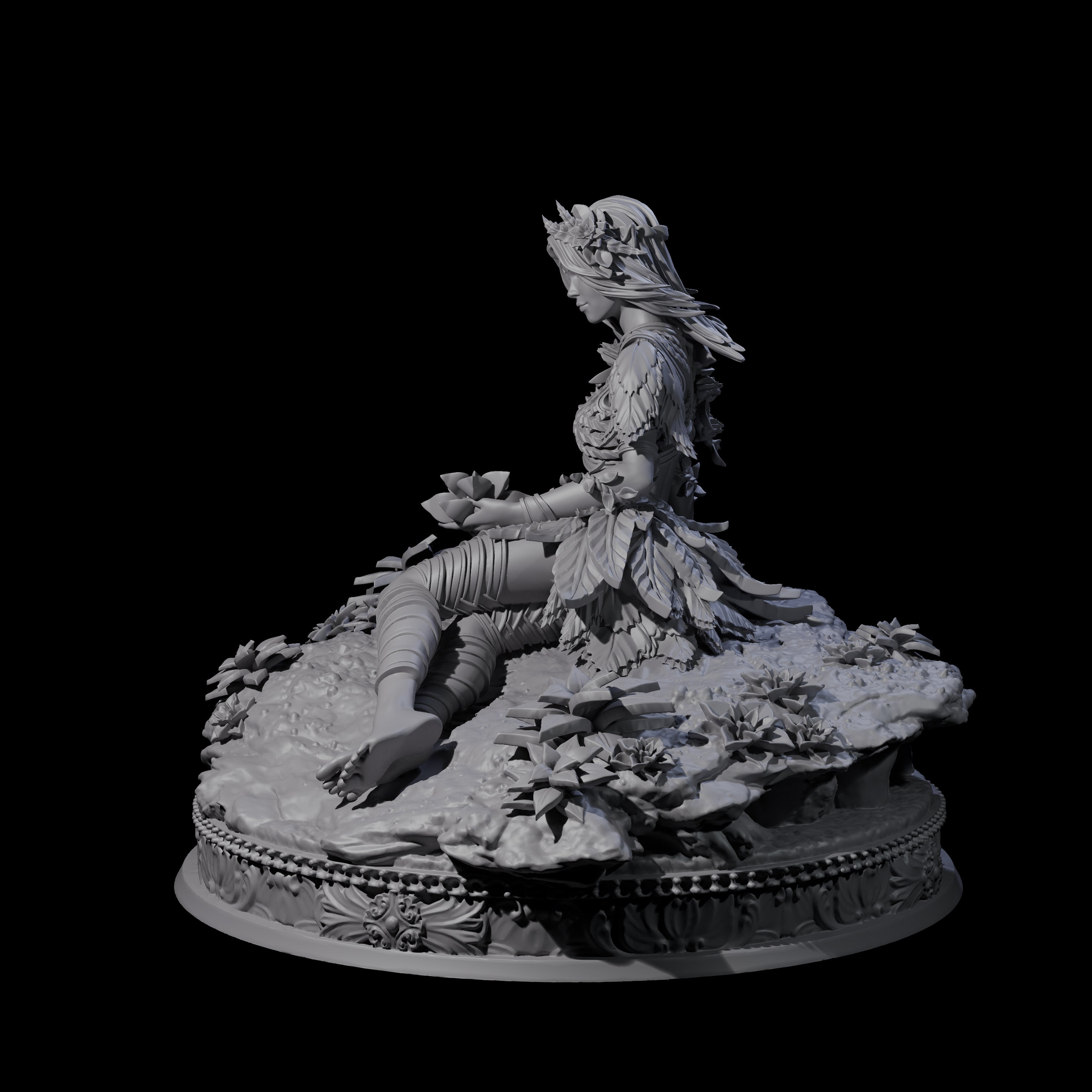Reclining Wood Elf Princess Miniature for Dungeons and Dragons, Pathfinder or other TTRPGs