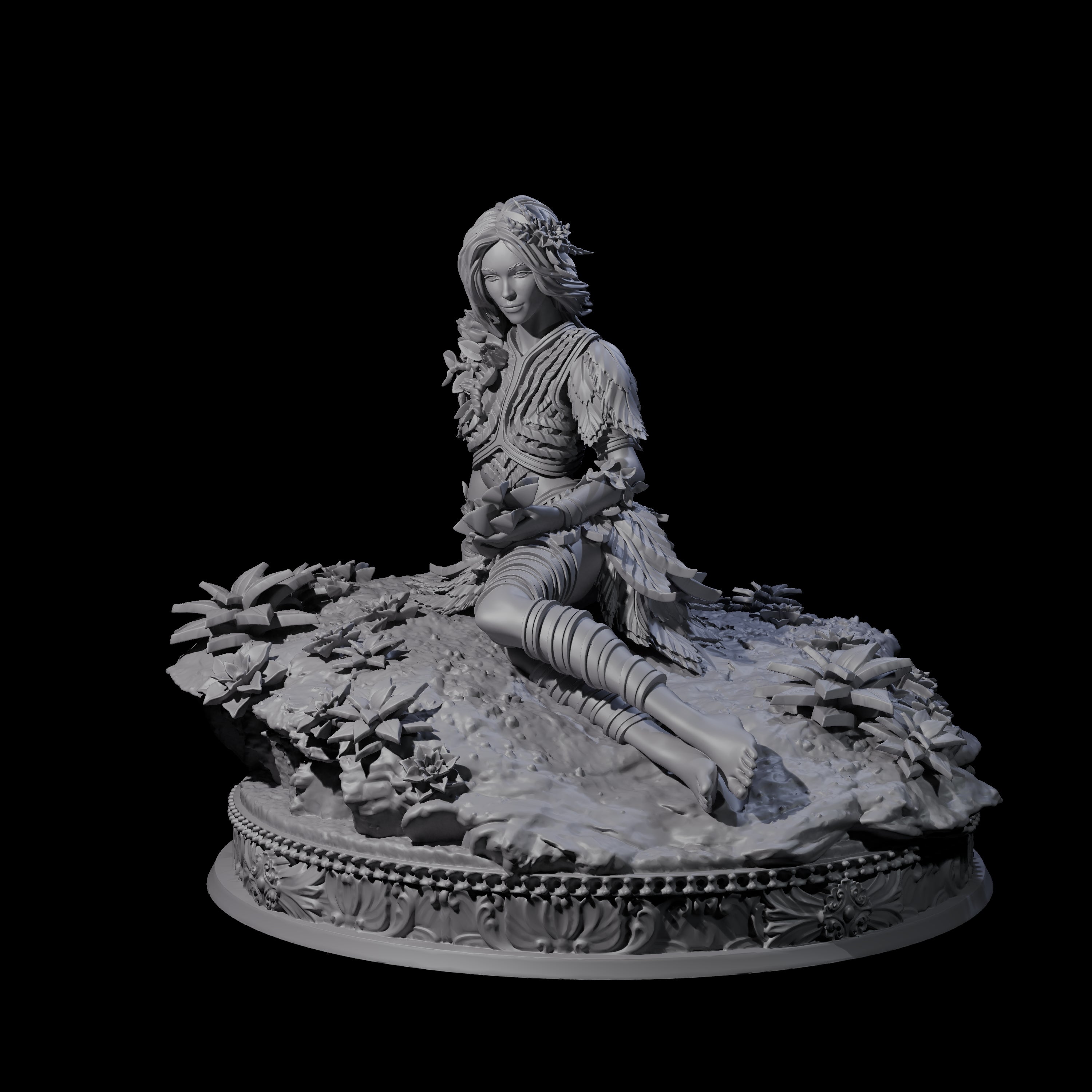 Reclining Wood Elf Princess Miniature for Dungeons and Dragons, Pathfinder or other TTRPGs