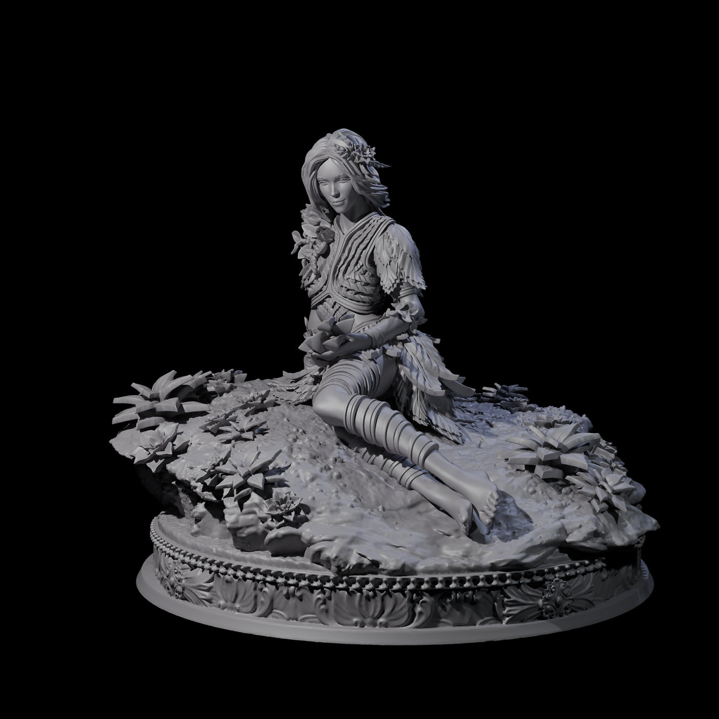 Reclining Wood Elf Princess Miniature for Dungeons and Dragons, Pathfinder or other TTRPGs
