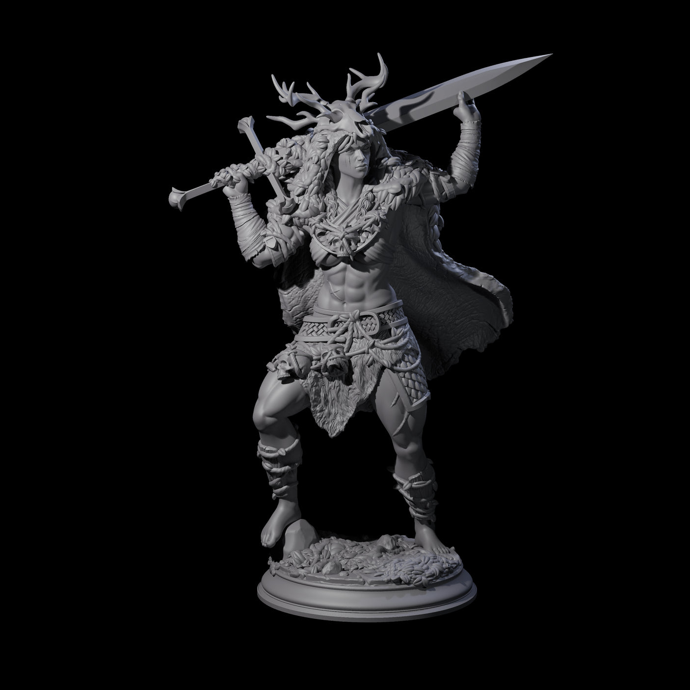 Relaxed Woodland Druid Miniature for Dungeons and Dragons, Pathfinder or other TTRPGs