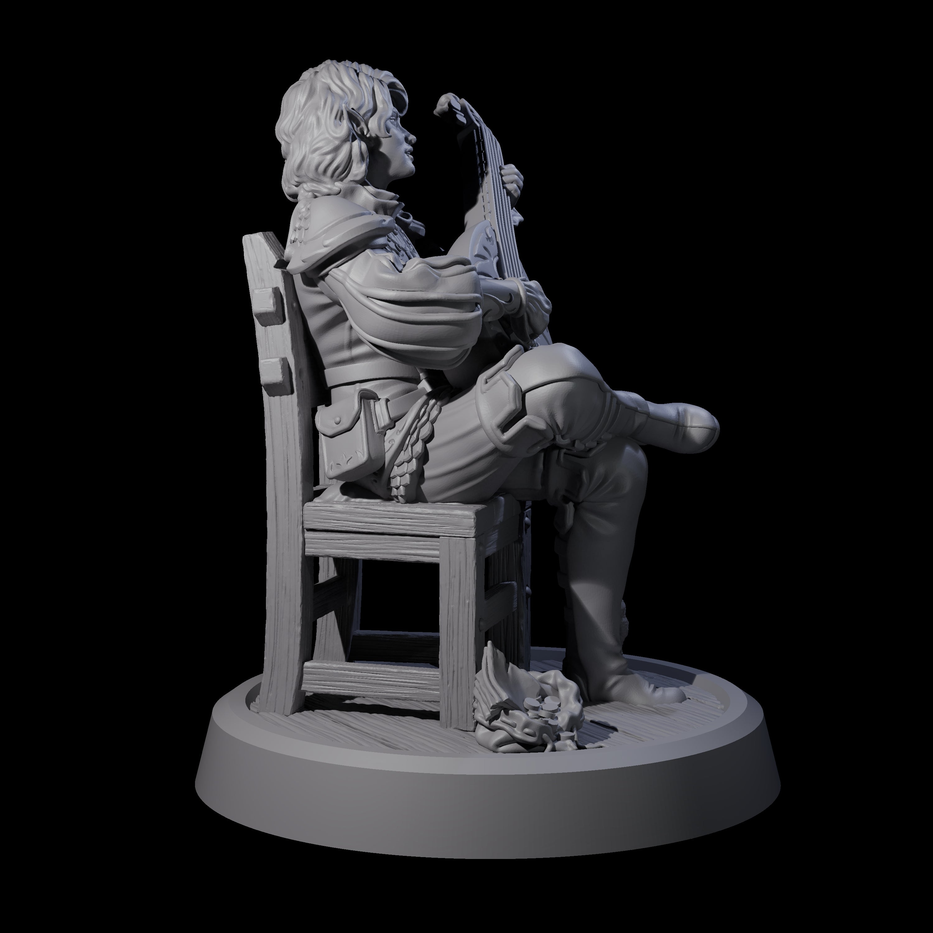 Relaxing Elf Bard Miniature for Dungeons and Dragons, Pathfinder or other TTRPGs