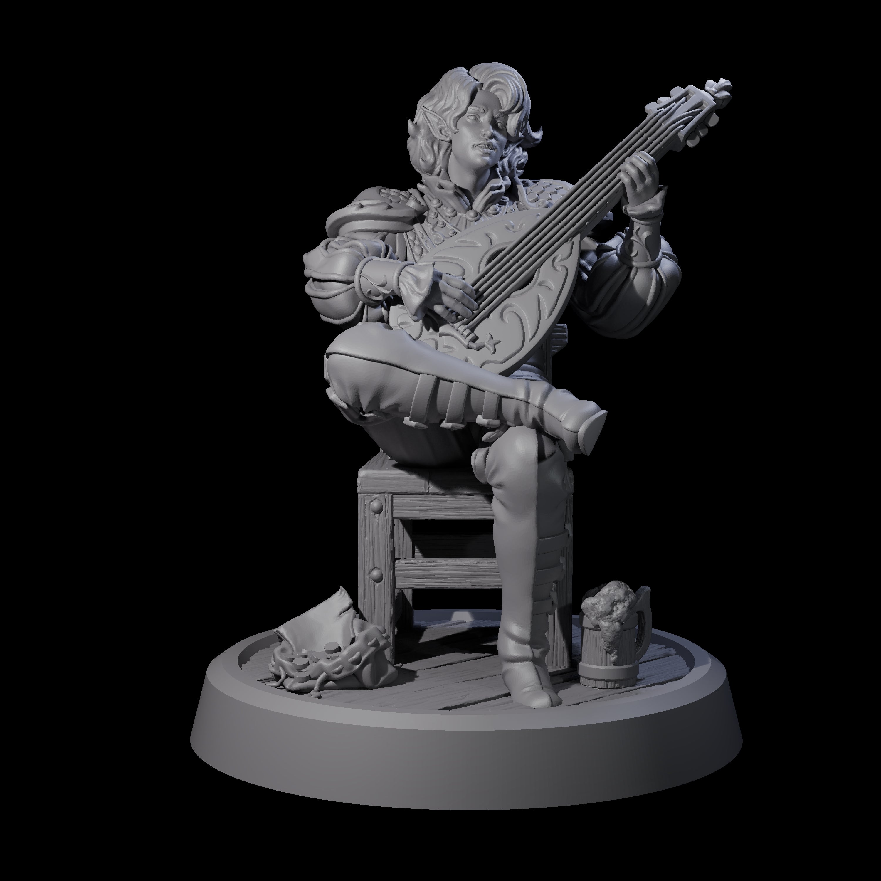 Relaxing Elf Bard Miniature for Dungeons and Dragons, Pathfinder or other TTRPGs