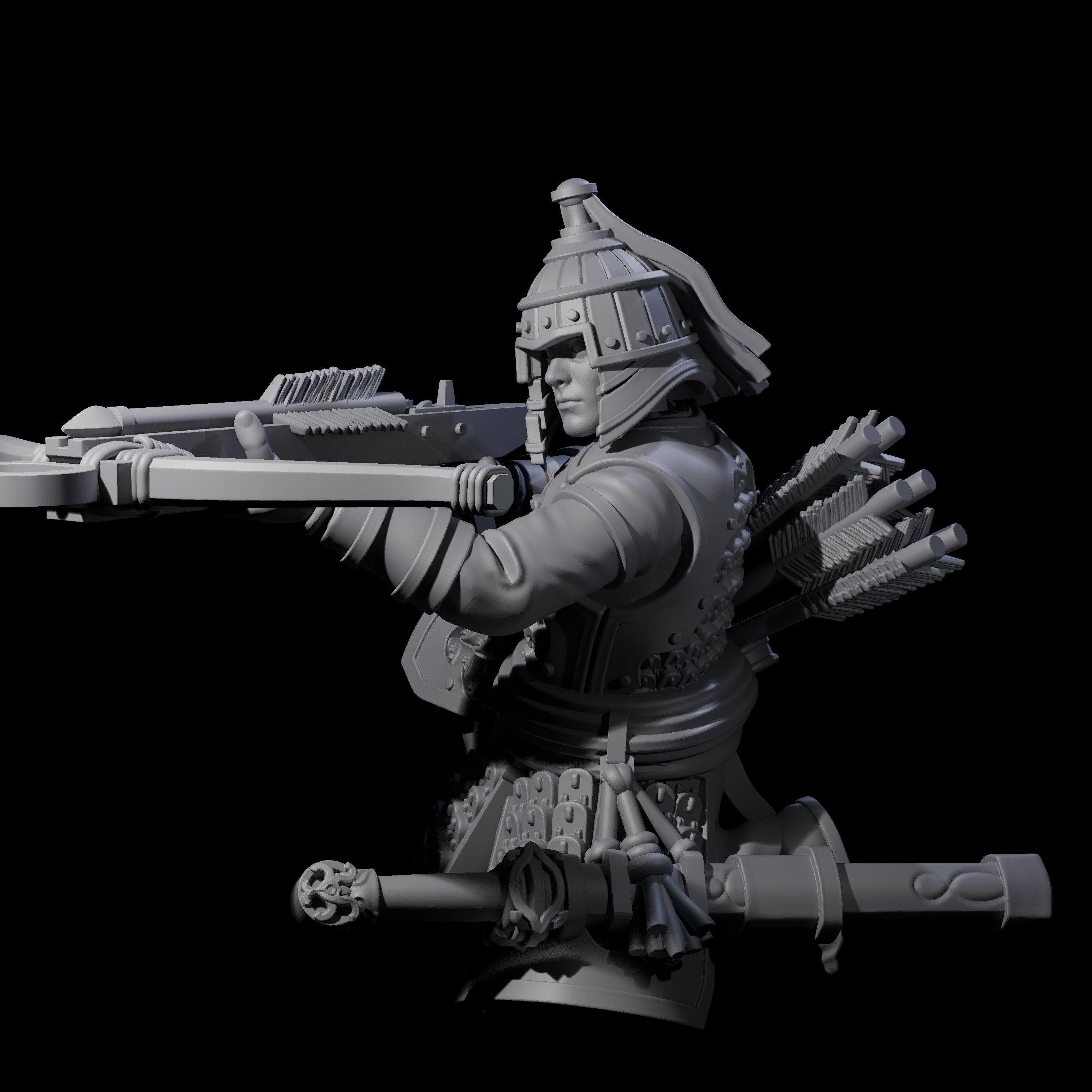 Reloading Human Crossbowman B Miniature for Dungeons and Dragons, Pathfinder or other TTRPGs