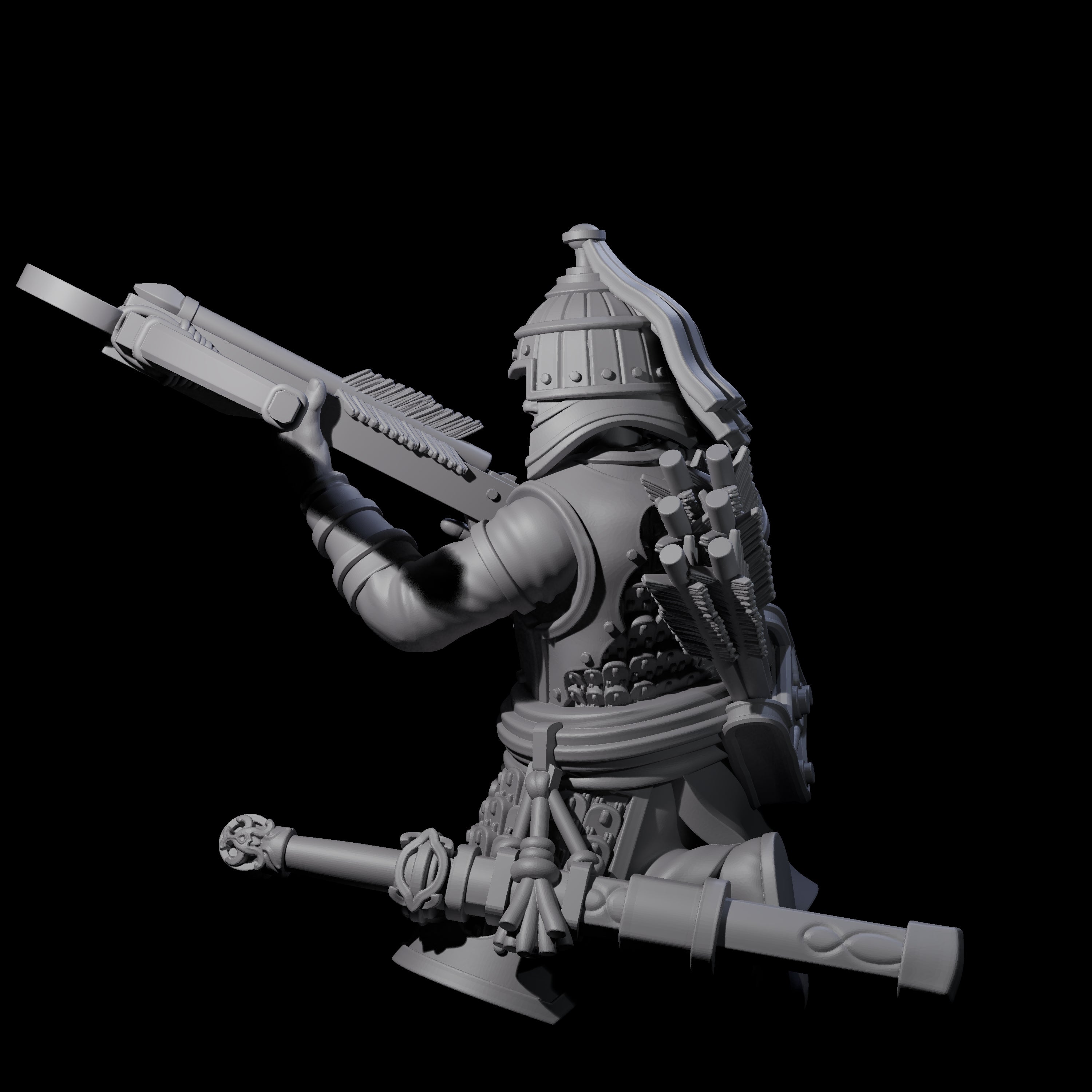 Reloading Human Crossbowman C Miniature for Dungeons and Dragons, Pathfinder or other TTRPGs
