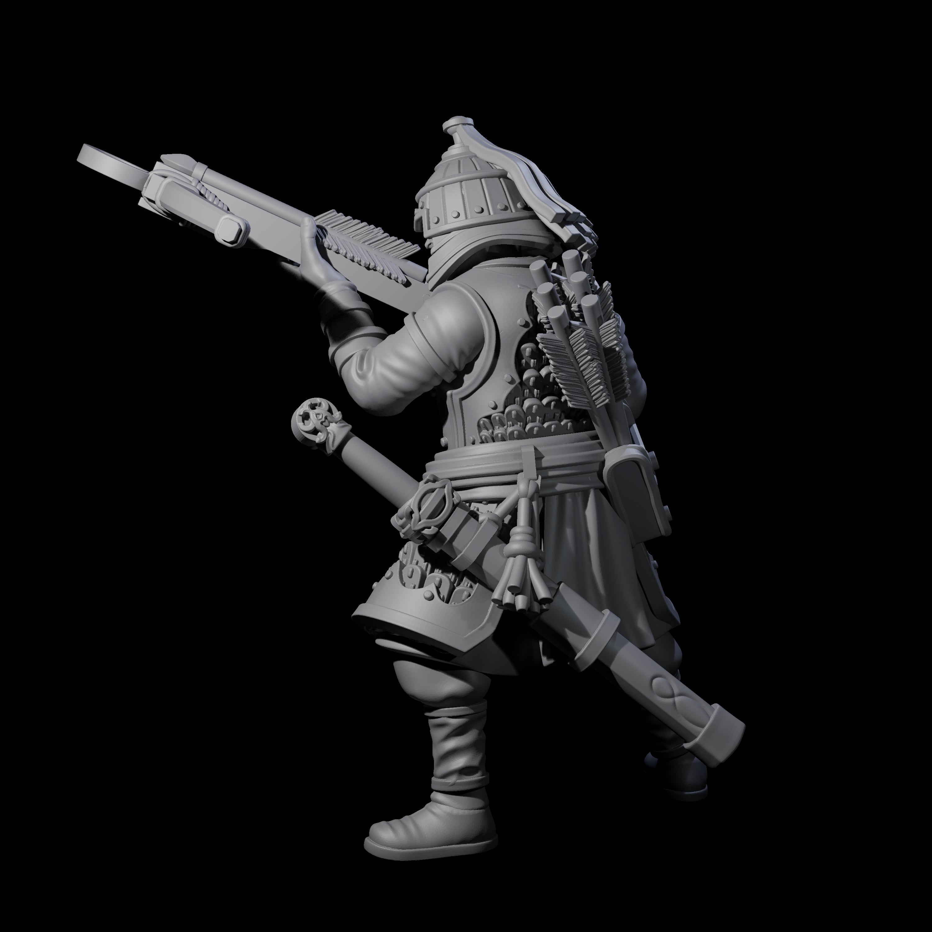 Reloading Human Crossbowman D Miniature for Dungeons and Dragons, Pathfinder or other TTRPGs