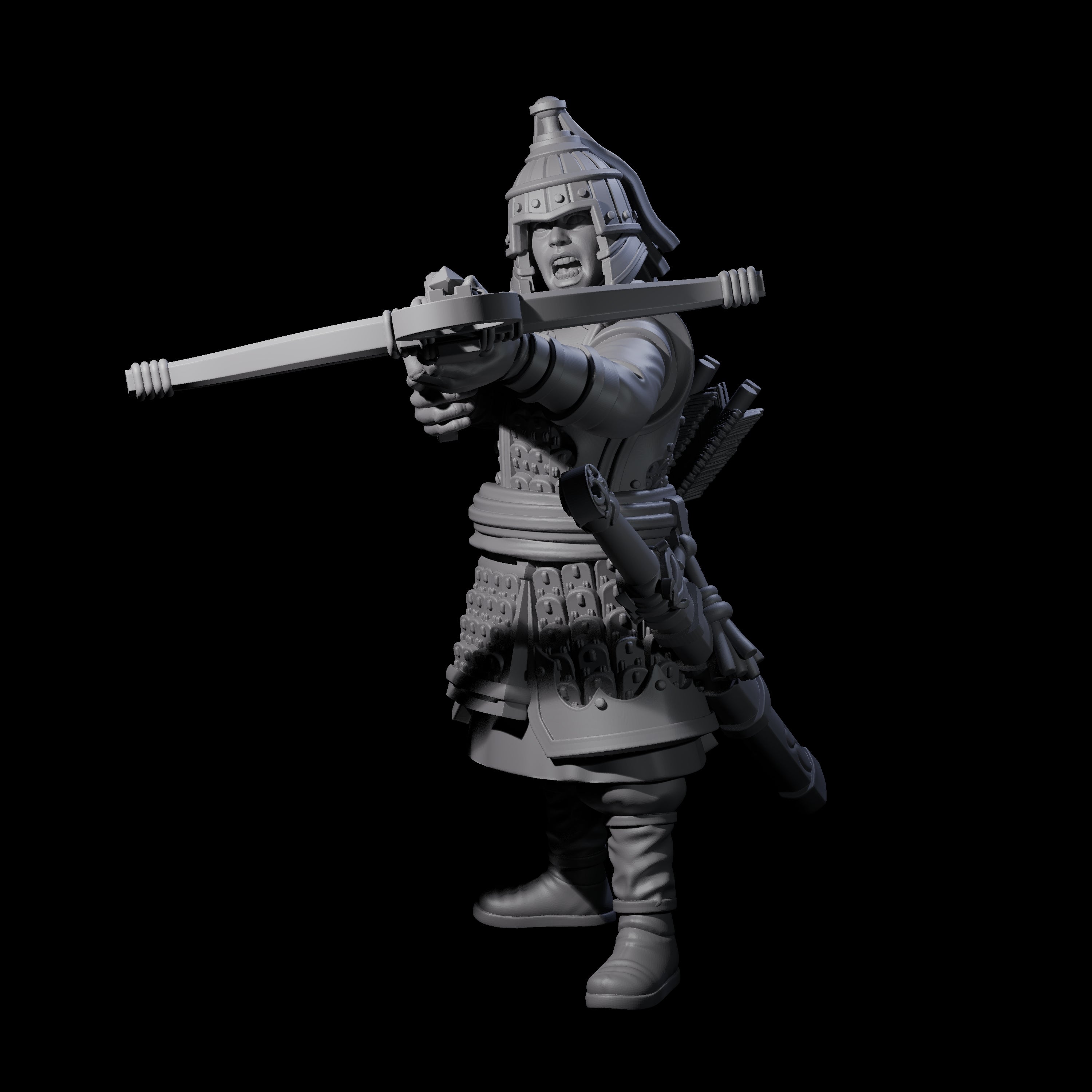 Reloading Human Crossbowman F Miniature for Dungeons and Dragons, Pathfinder or other TTRPGs